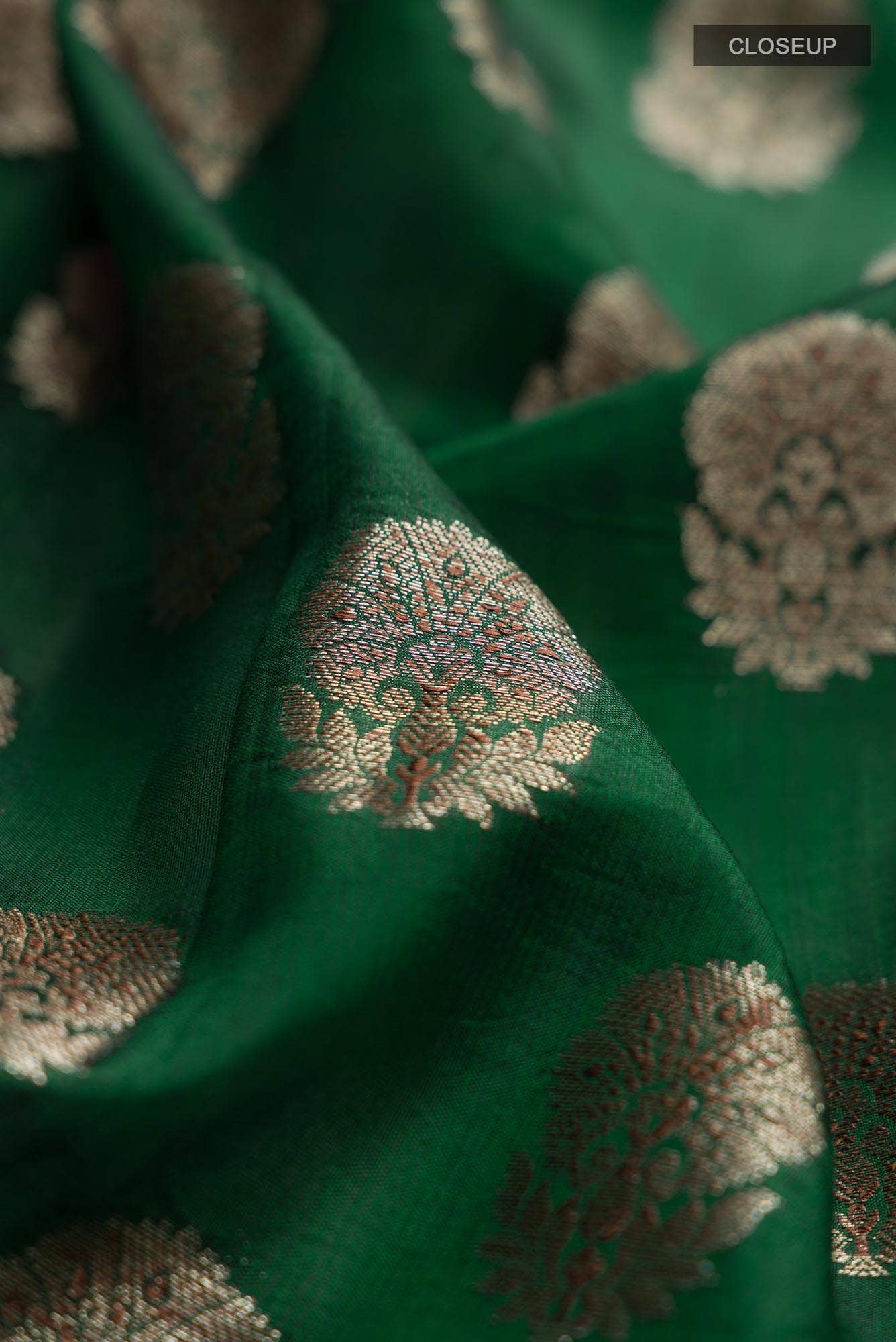 Green Banarasi Raw Silk Saree with Contrast border