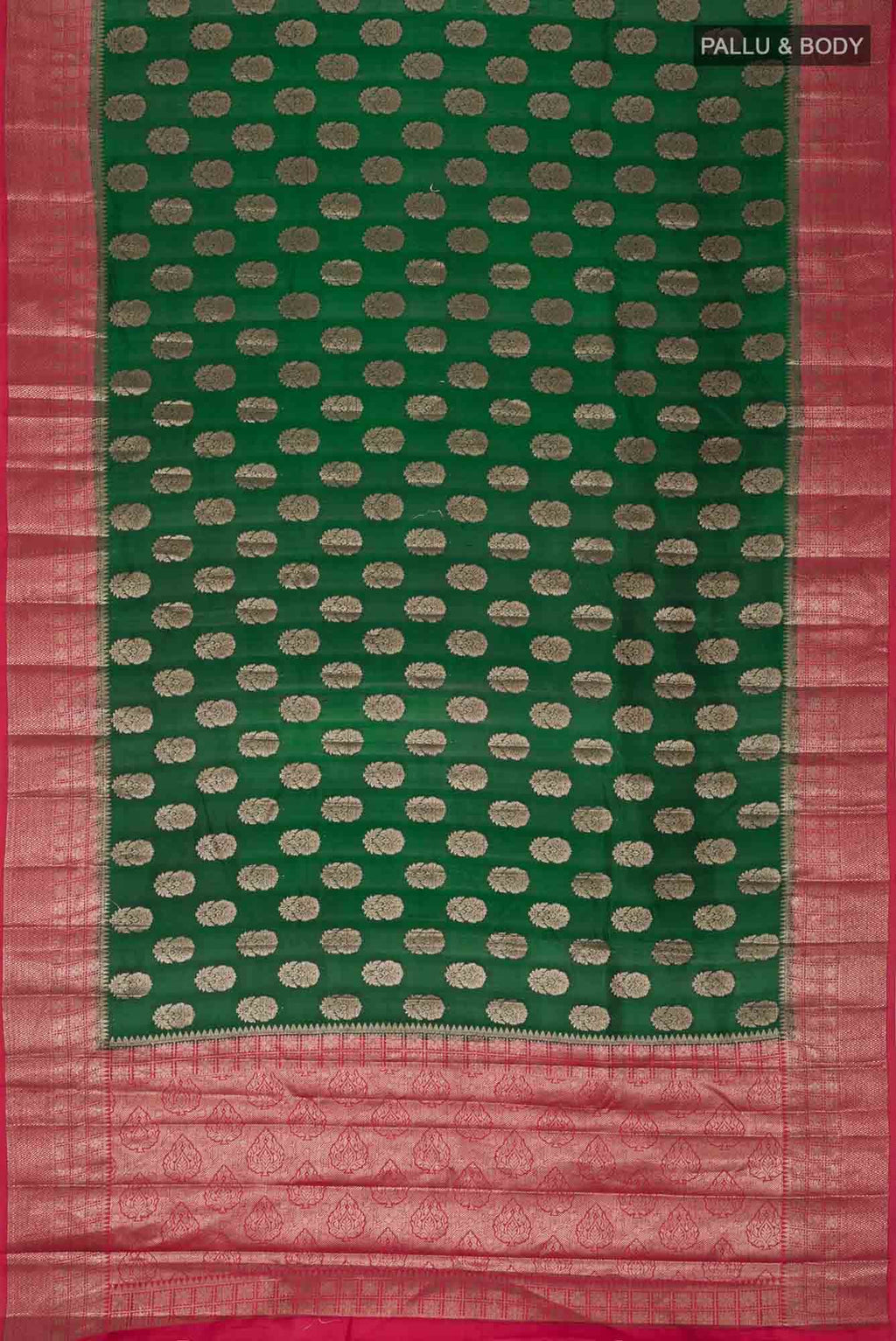 Green Banarasi Raw Silk Saree with Contrast border