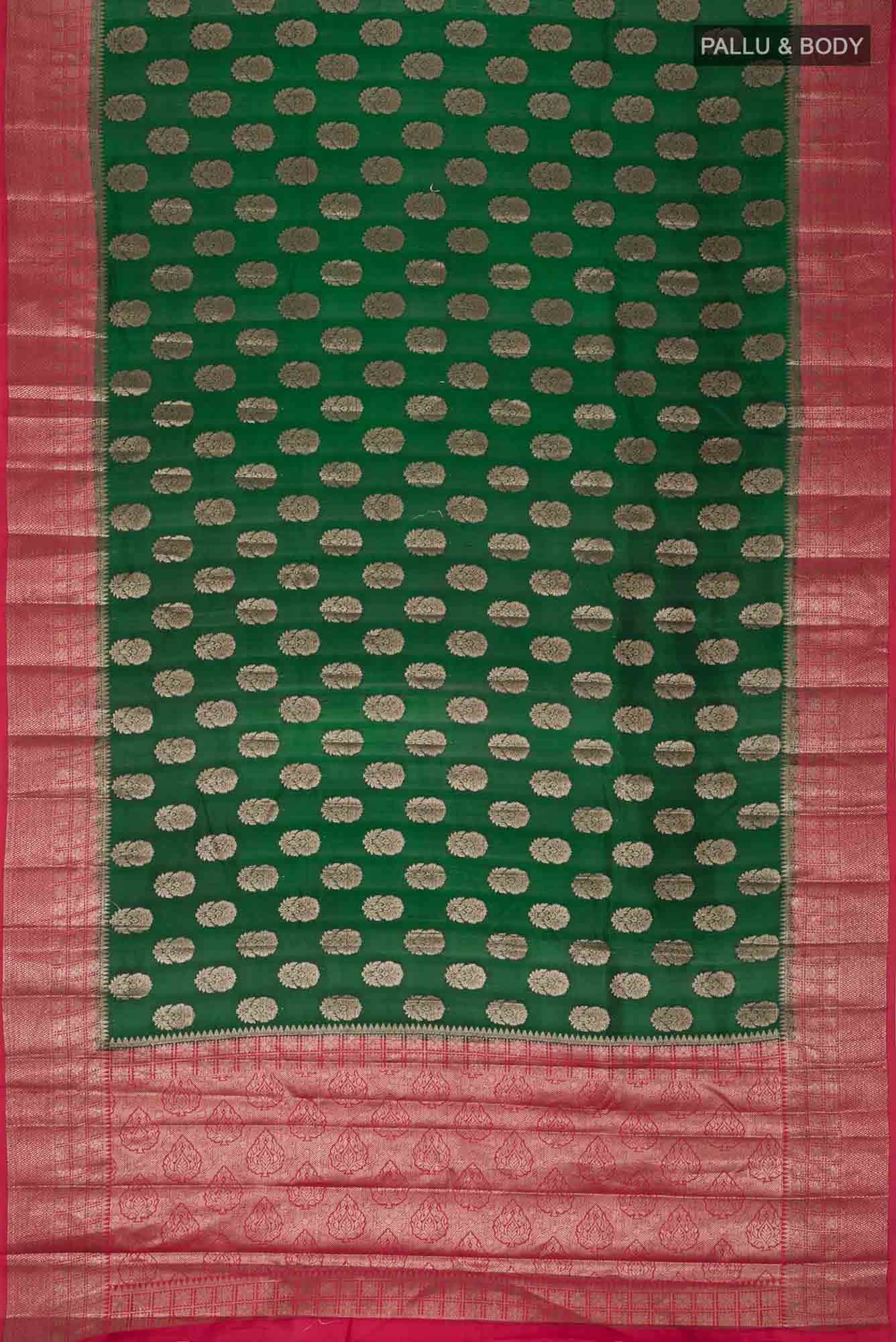 Green Banarasi Raw Silk Saree with Contrast border