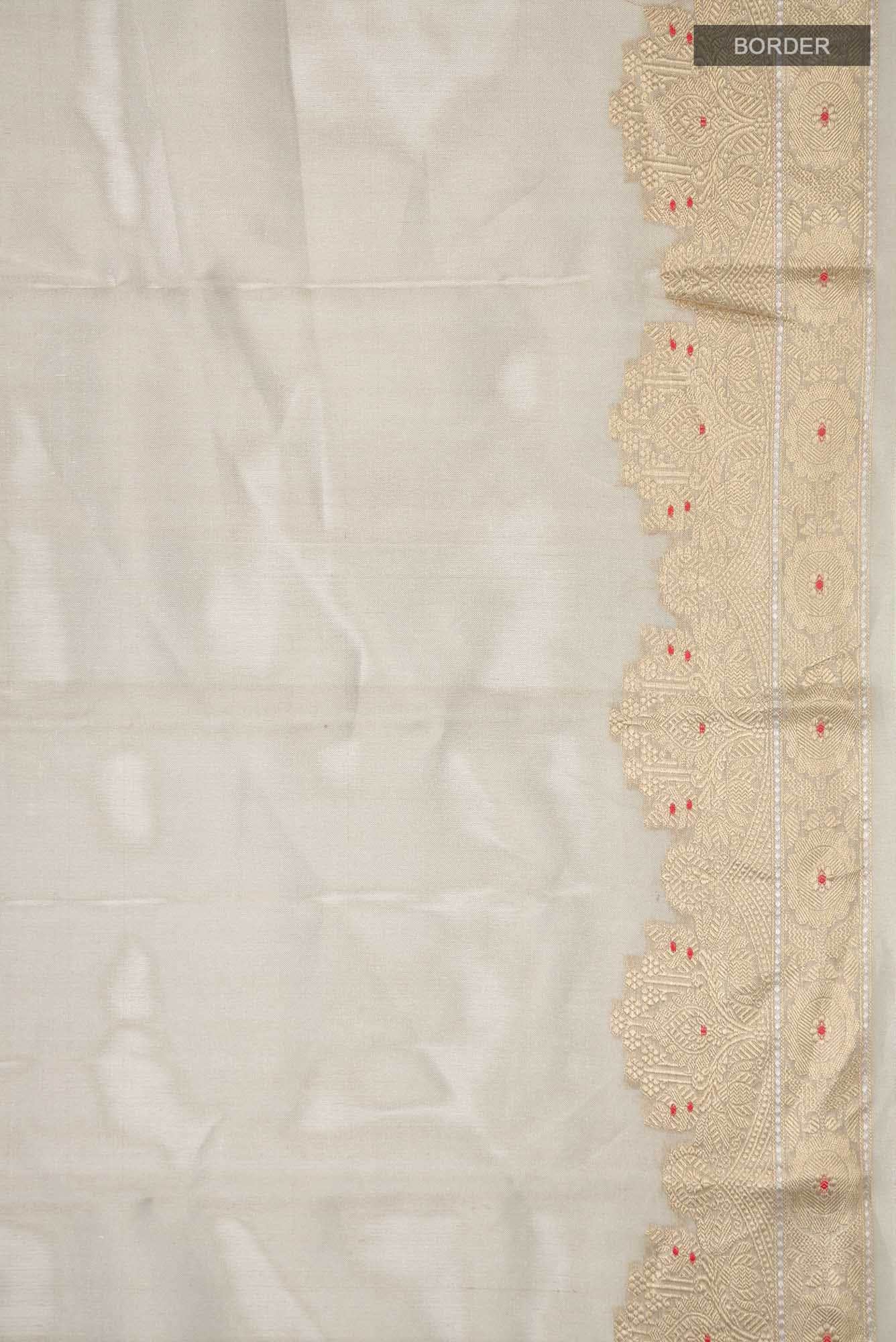 Beige Tissue Silk Saree with zari border