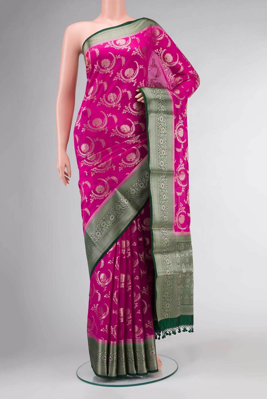 Pink Banarasi Silk Saree with Zari border