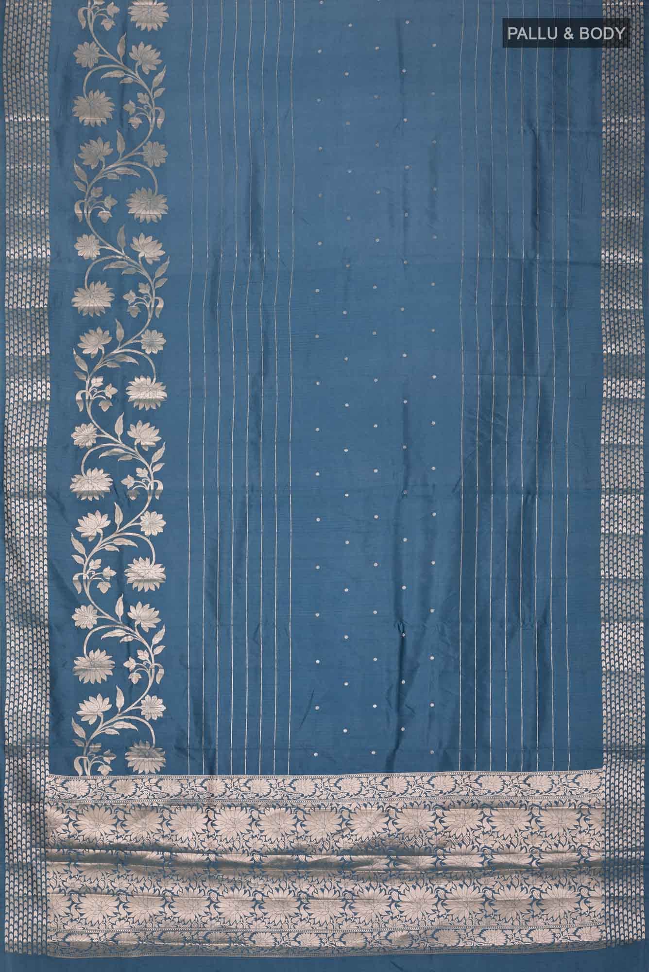 Blue Banarasi Raw Silk Saree with zari border