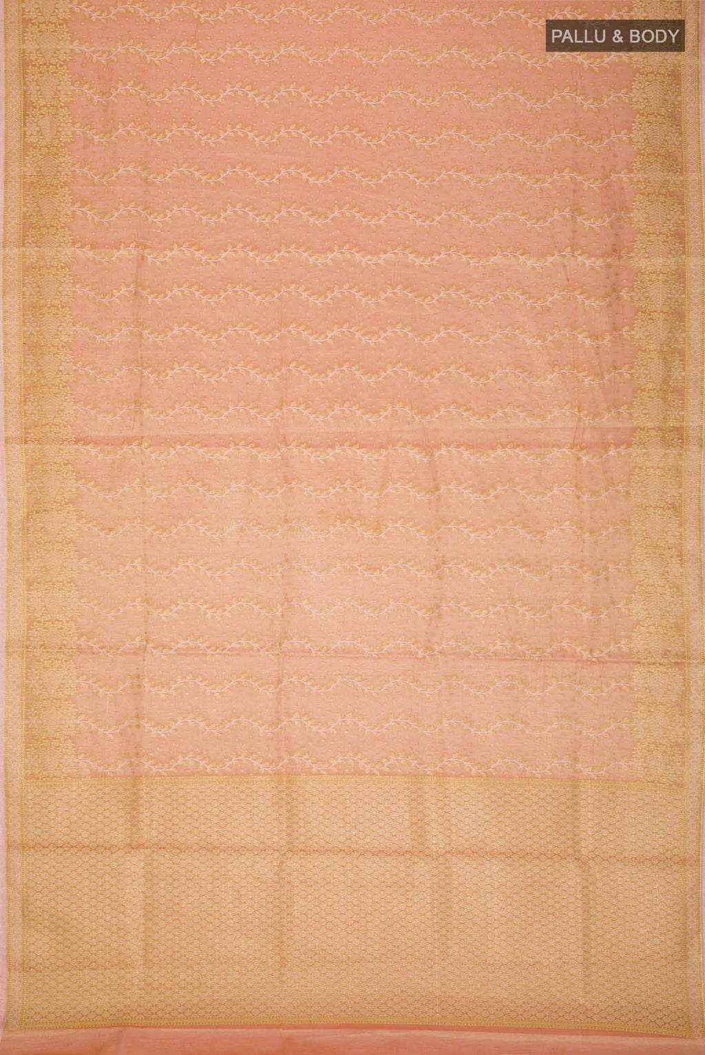 Orange Banarasi Silk Cotton Saree with zari border