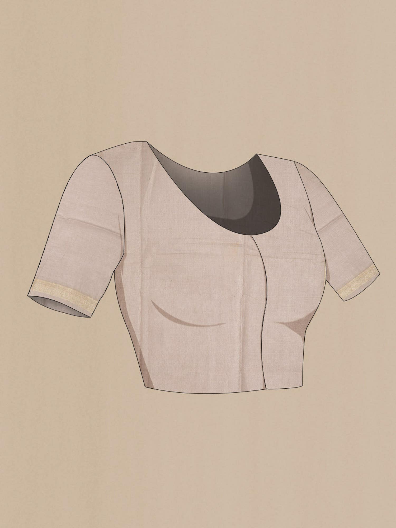 Beige Banarasi Silk Cotton Saree with zari border