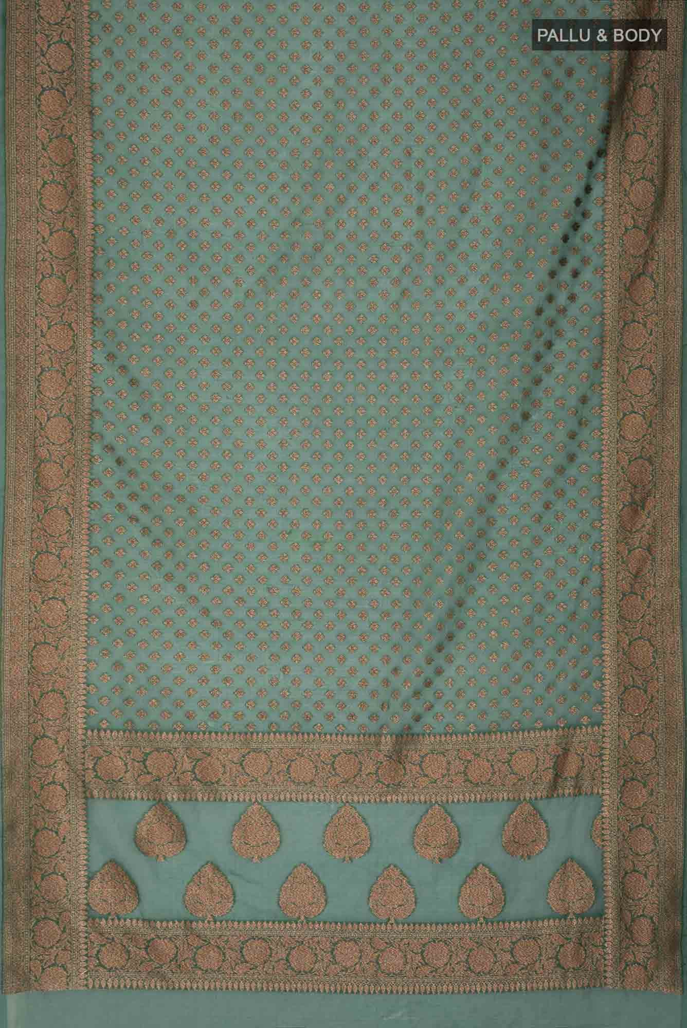 Green Banarasi Silk Saree with zari border