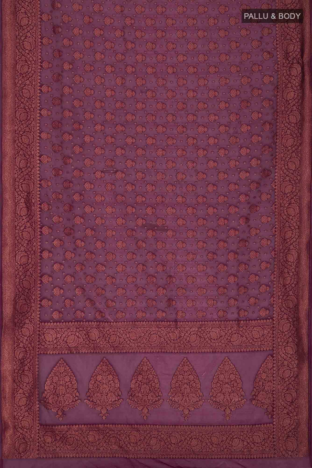 Burgundy Banarasi Silk Saree with zari border
