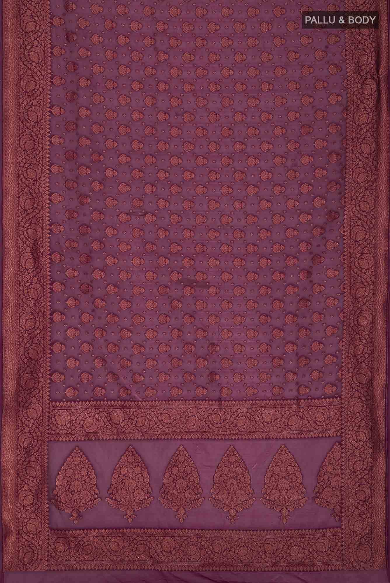 Burgundy Banarasi Silk Saree with zari border
