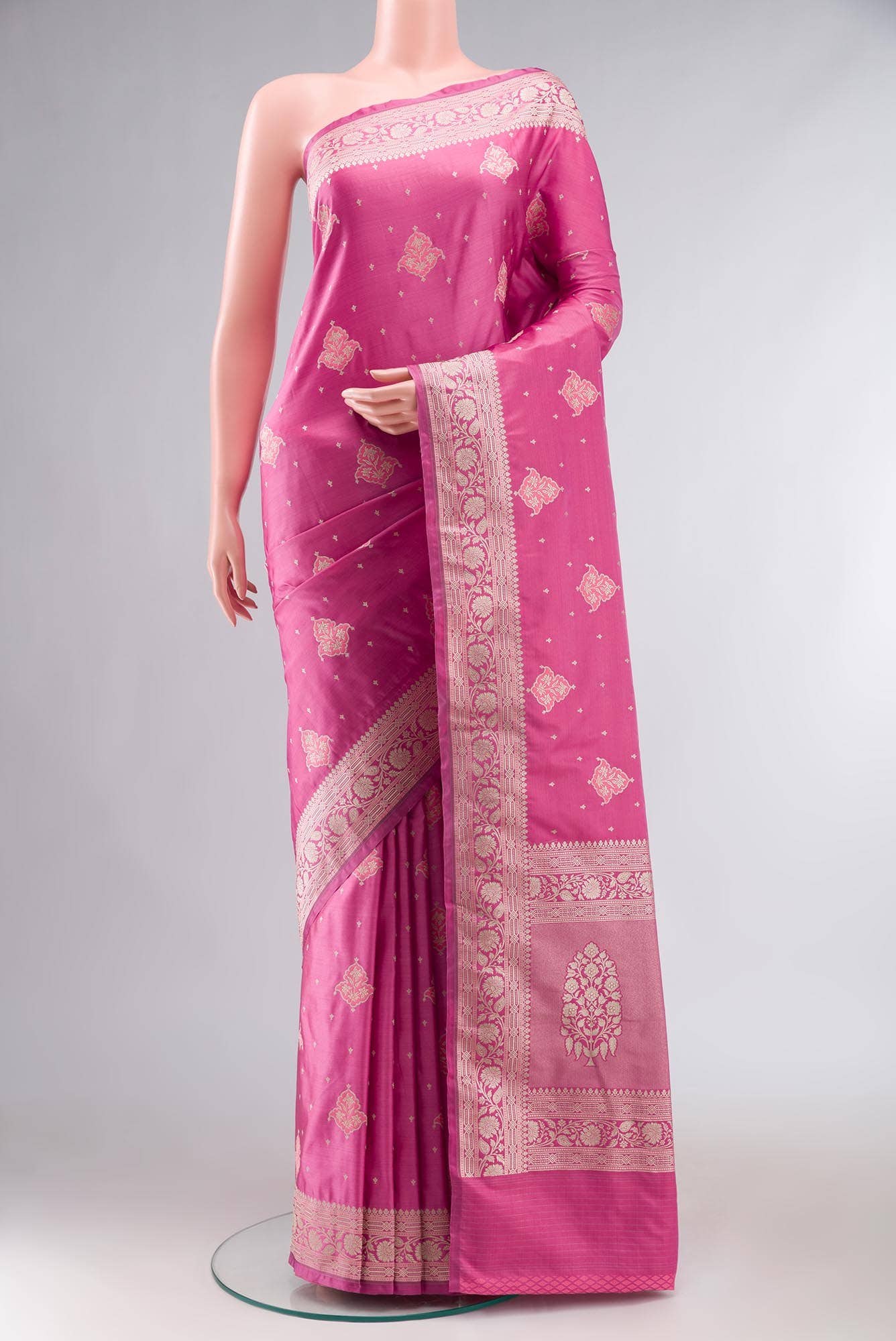 Pink Banarasi Silk Saree with Zari border