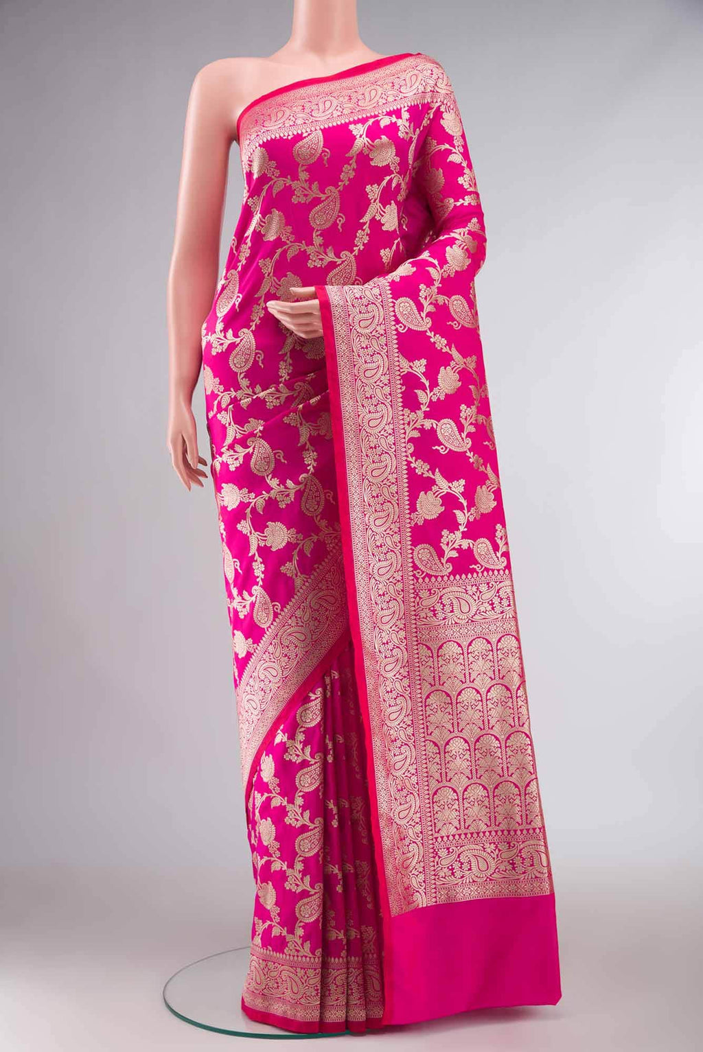 Pink Banarasi Silk saree with zari border