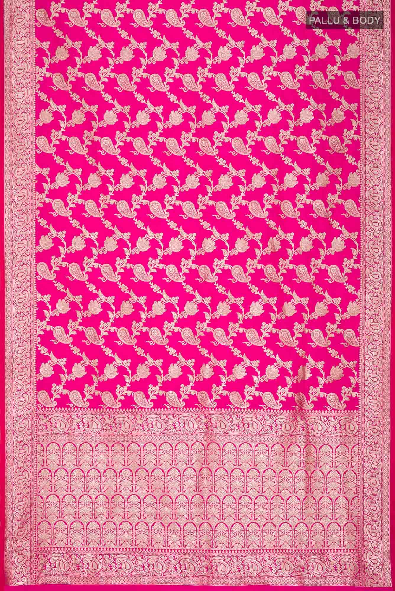 Pink Banarasi Silk saree with zari border