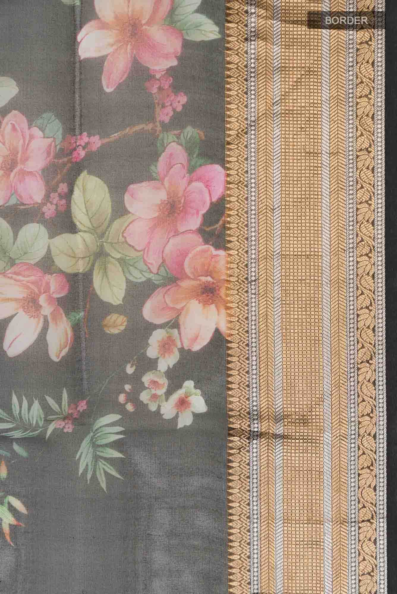 Black Organza Silk Saree