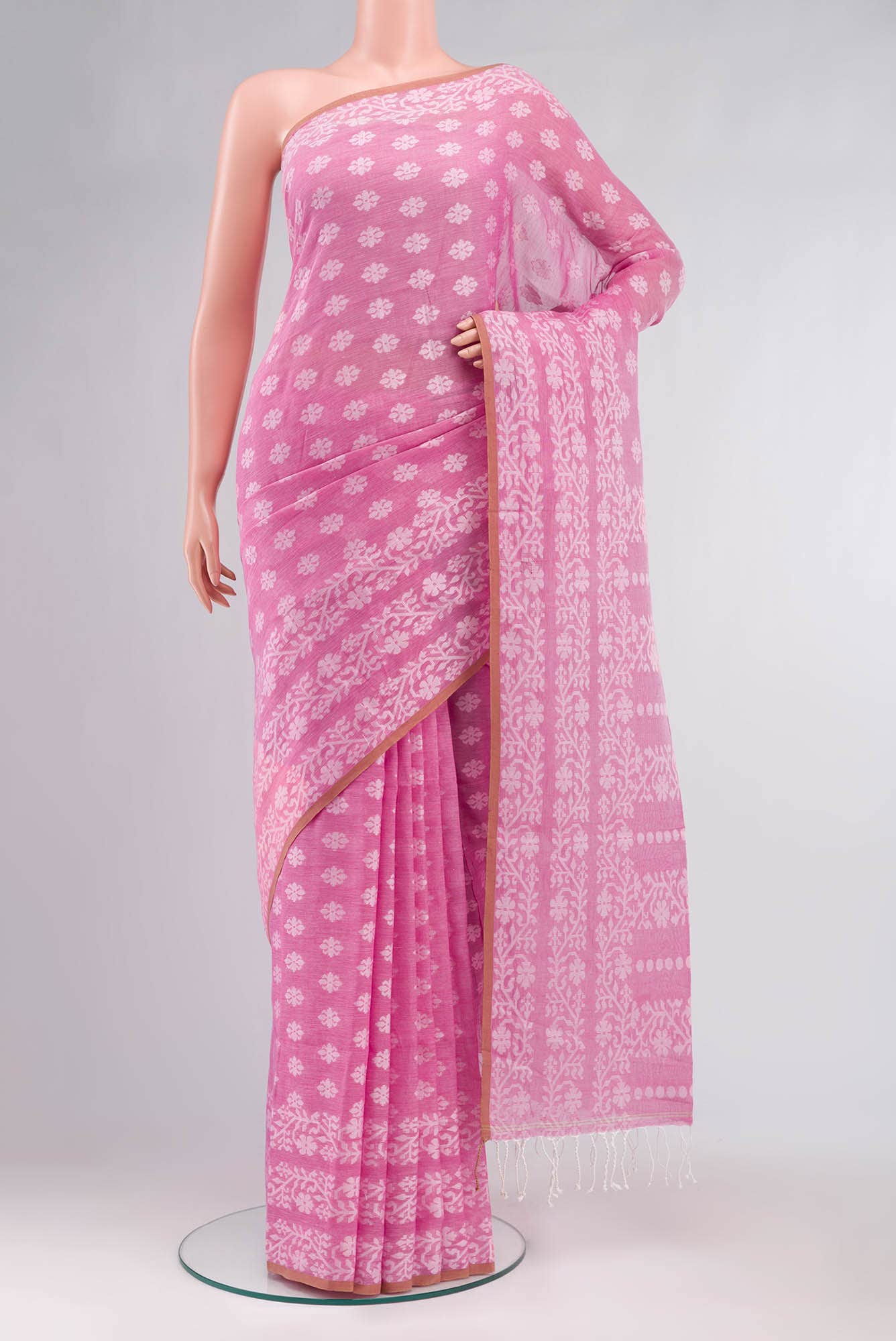 Mrinal-Pink Bengal Cotton saree