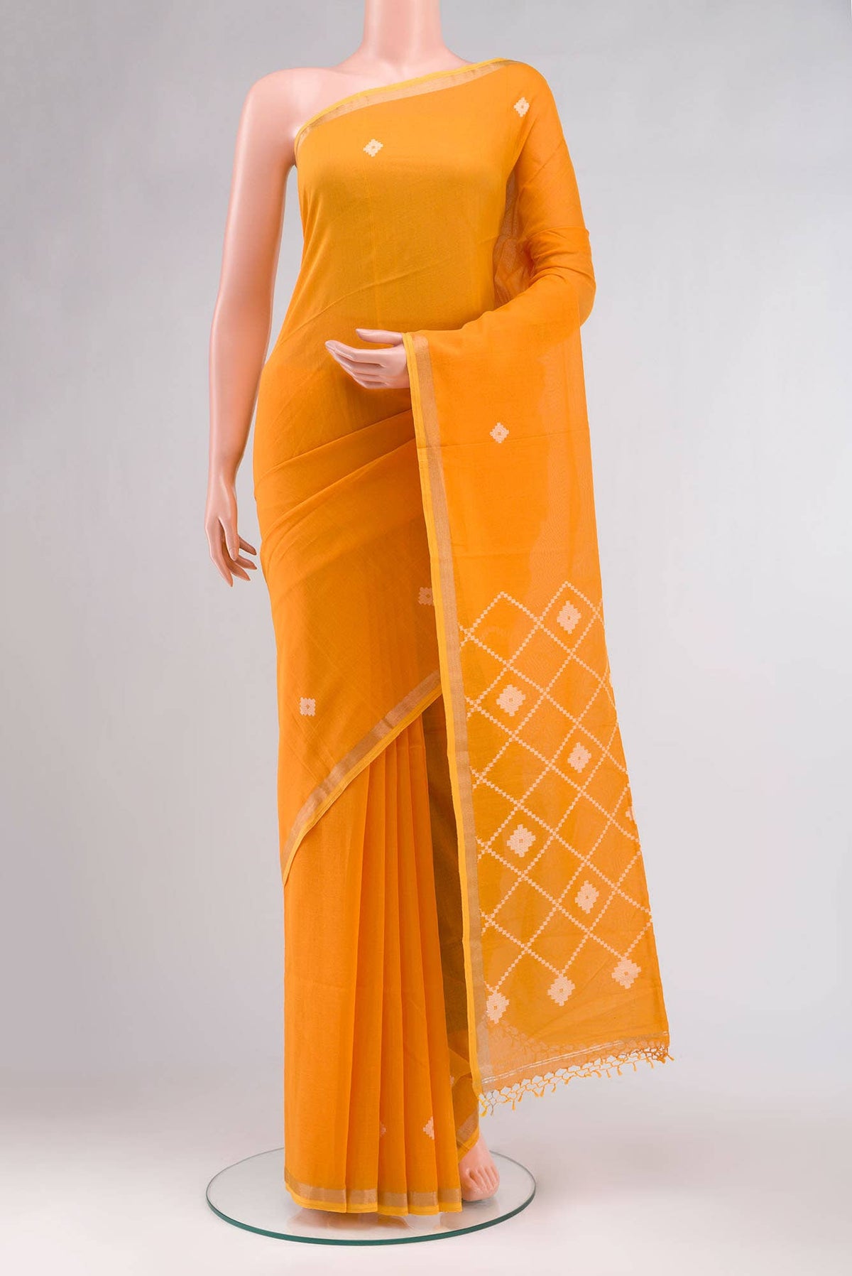 Suchitra-Mustard Yellow Bengal Cotton saree