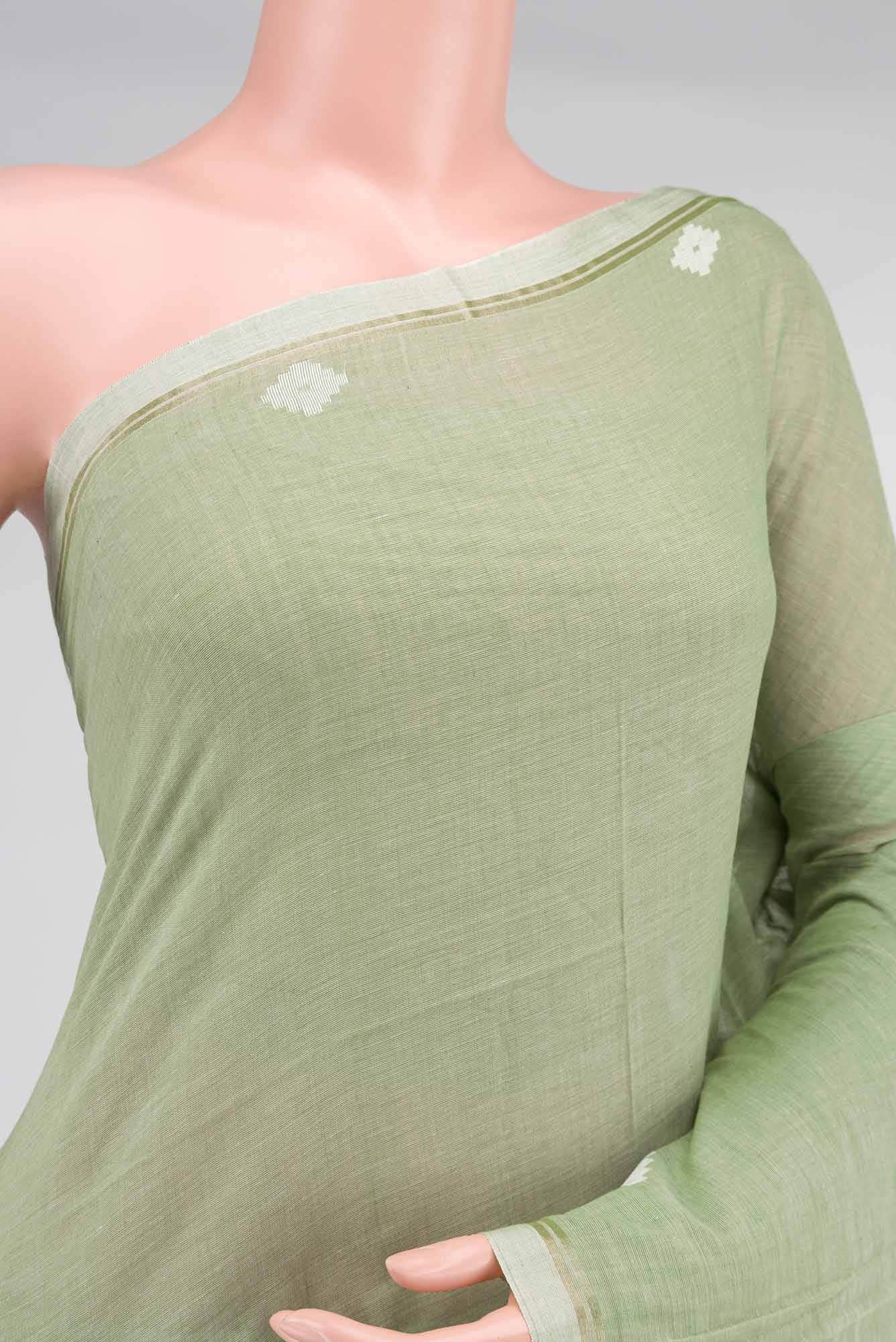 Anuradha-Pista Green Bengal Cotton saree