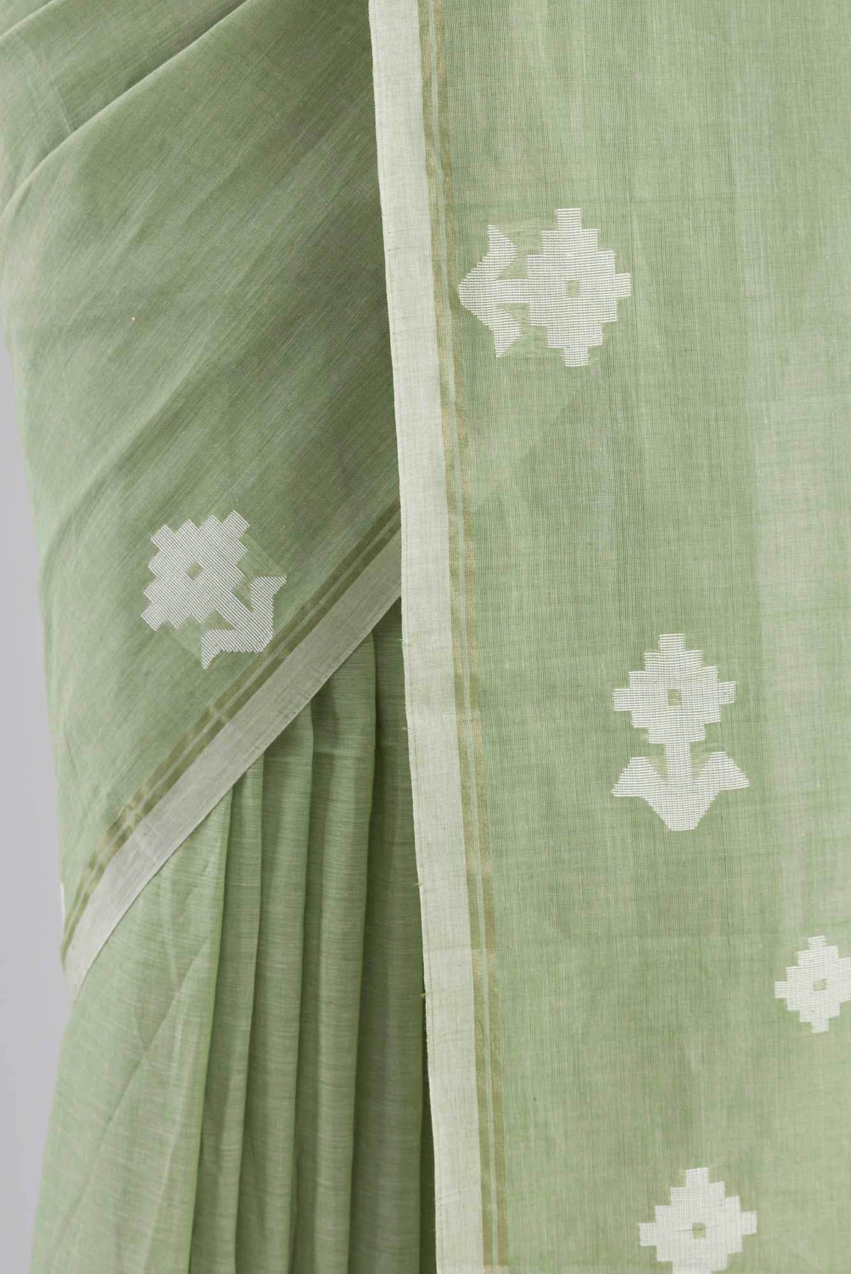 Anuradha-Pista Green Bengal Cotton saree