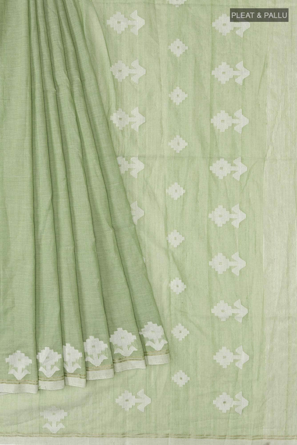 Anuradha-Pista Green Bengal Cotton saree