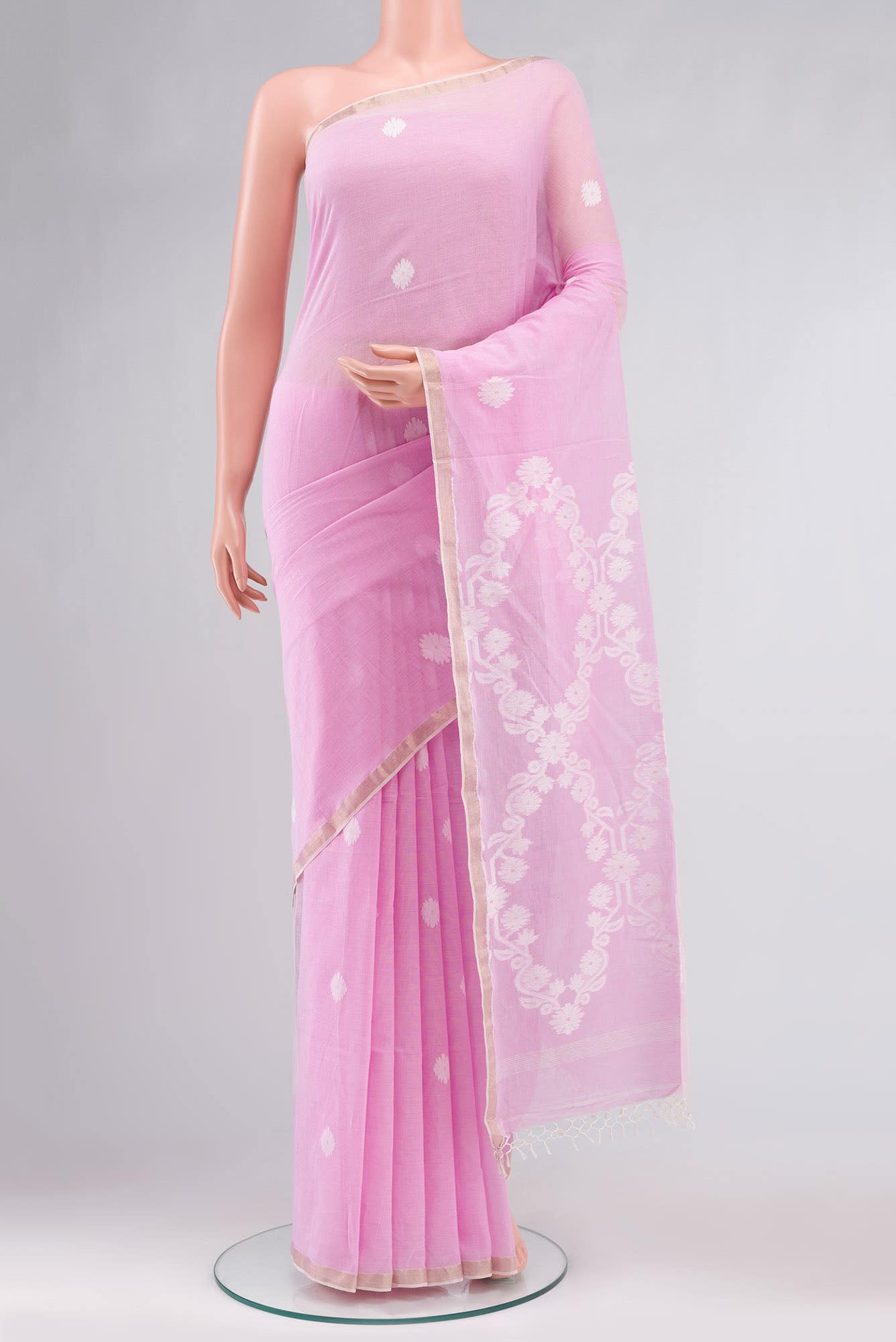 Aaheli-Baby Pink Bengal Cotton saree