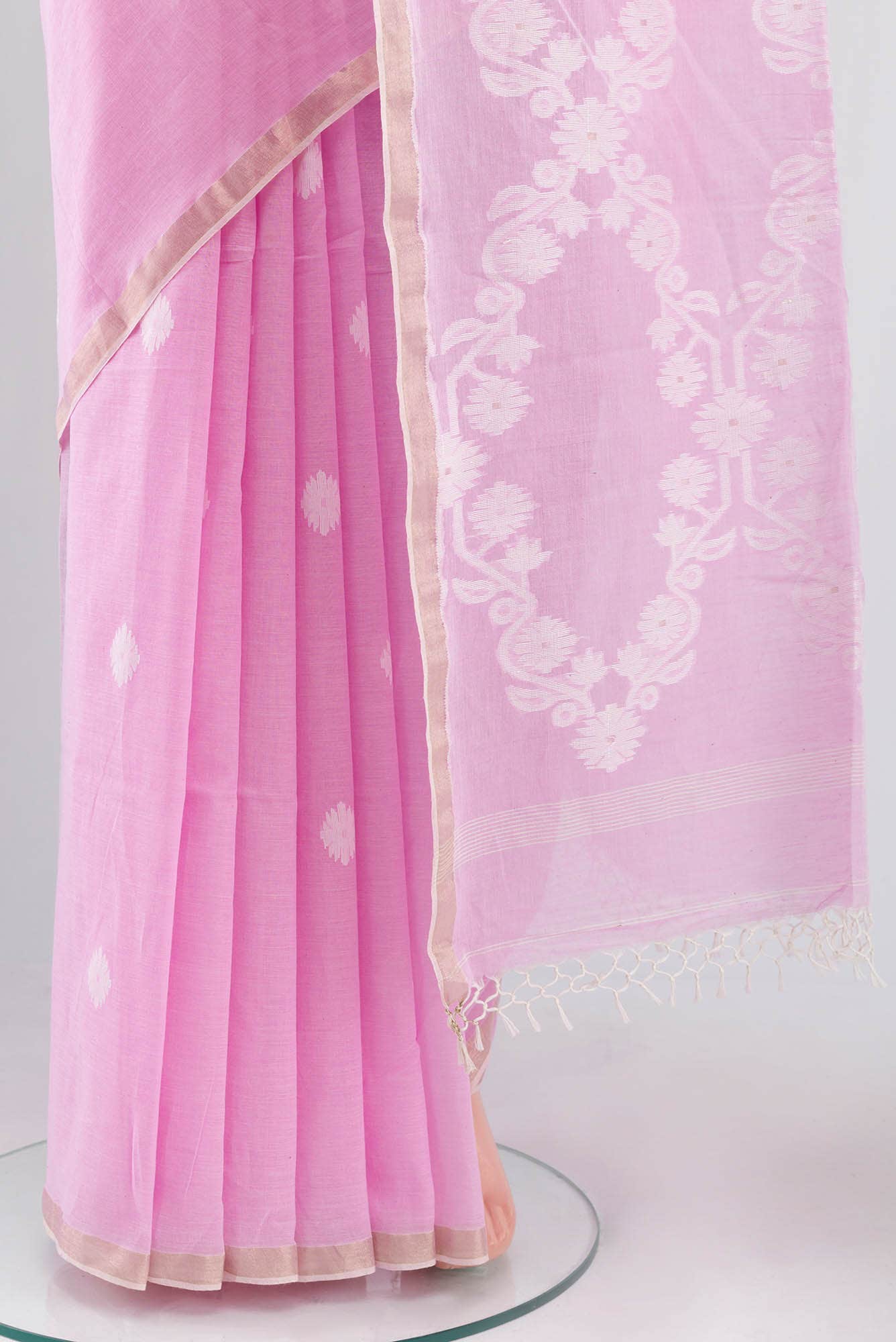 Aaheli-Baby Pink Bengal Cotton saree