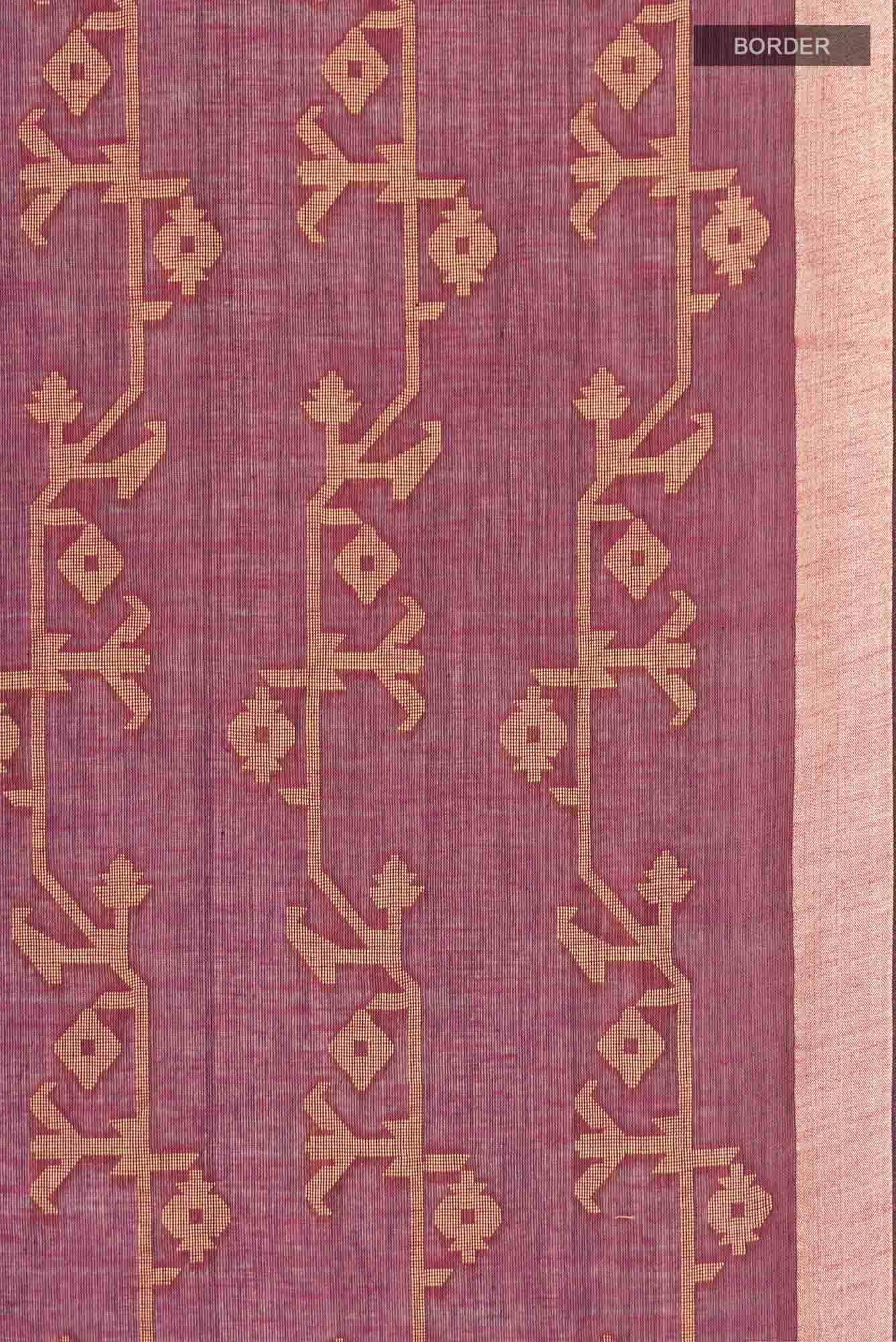 Kadambini-Burgundy Bengal Cotton saree