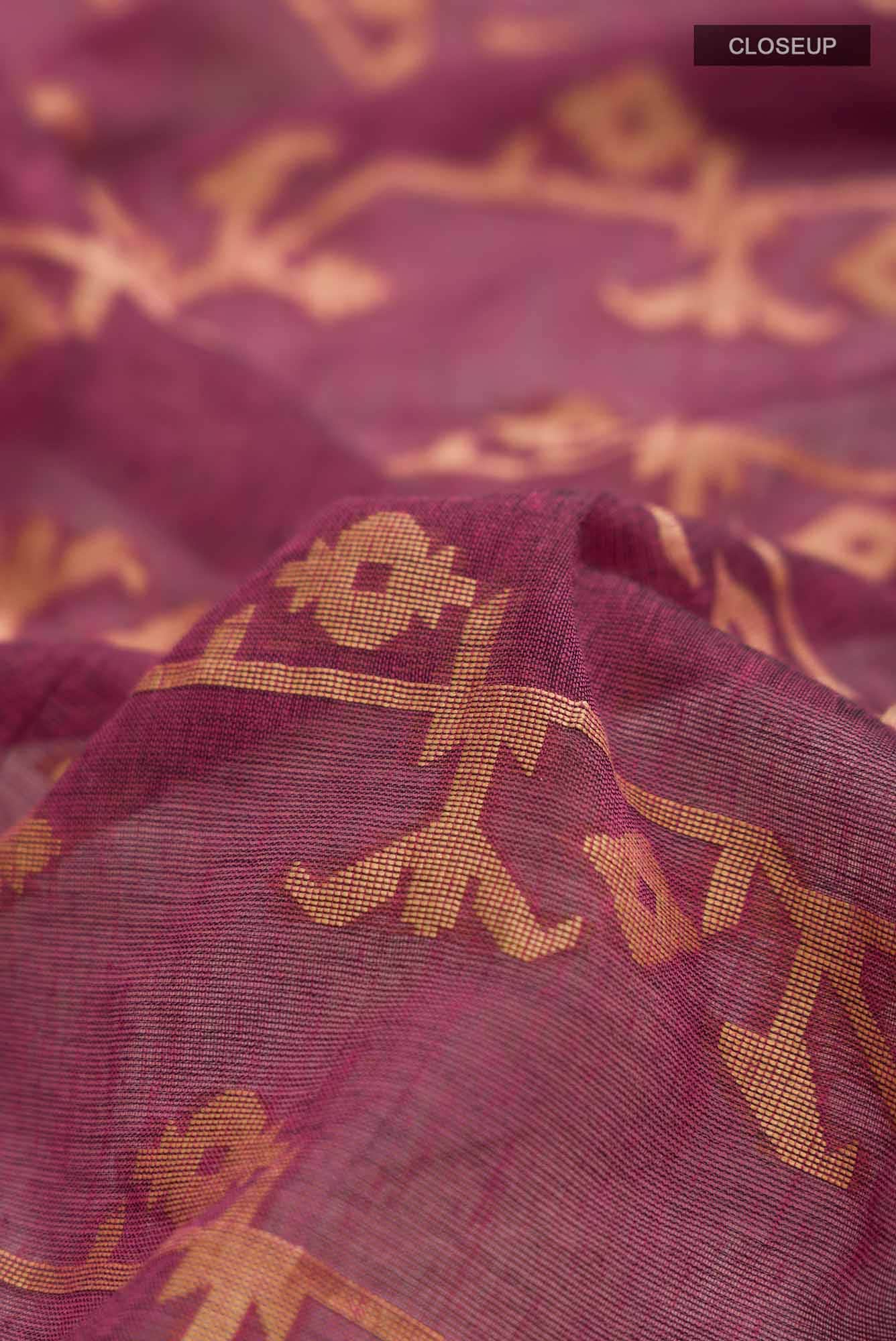 Kadambini-Burgundy Bengal Cotton saree
