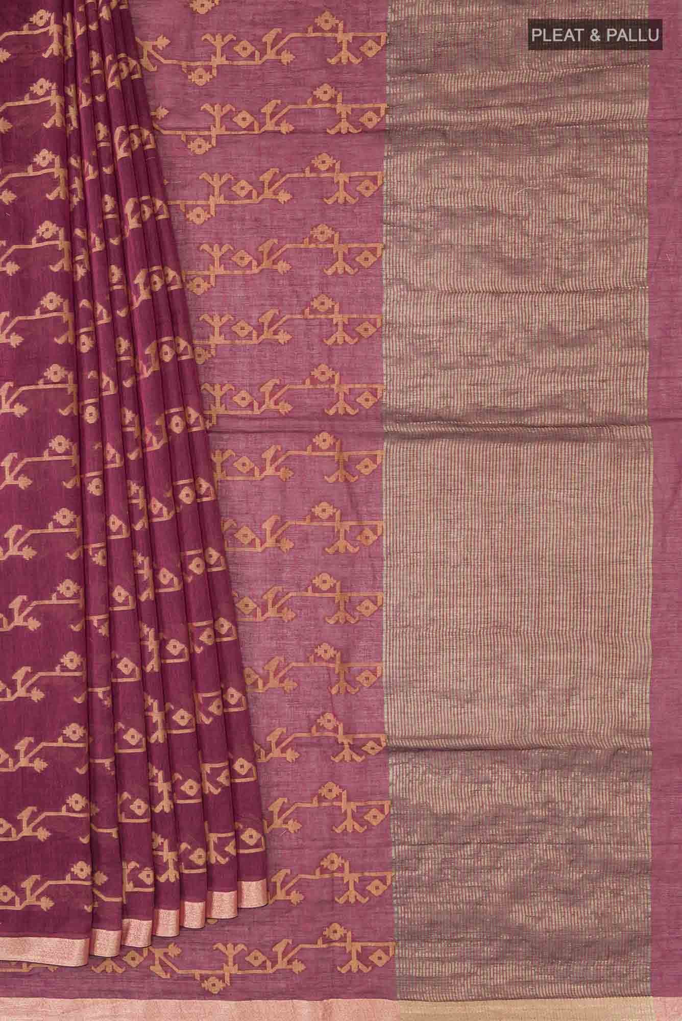Kadambini-Burgundy Bengal Cotton saree