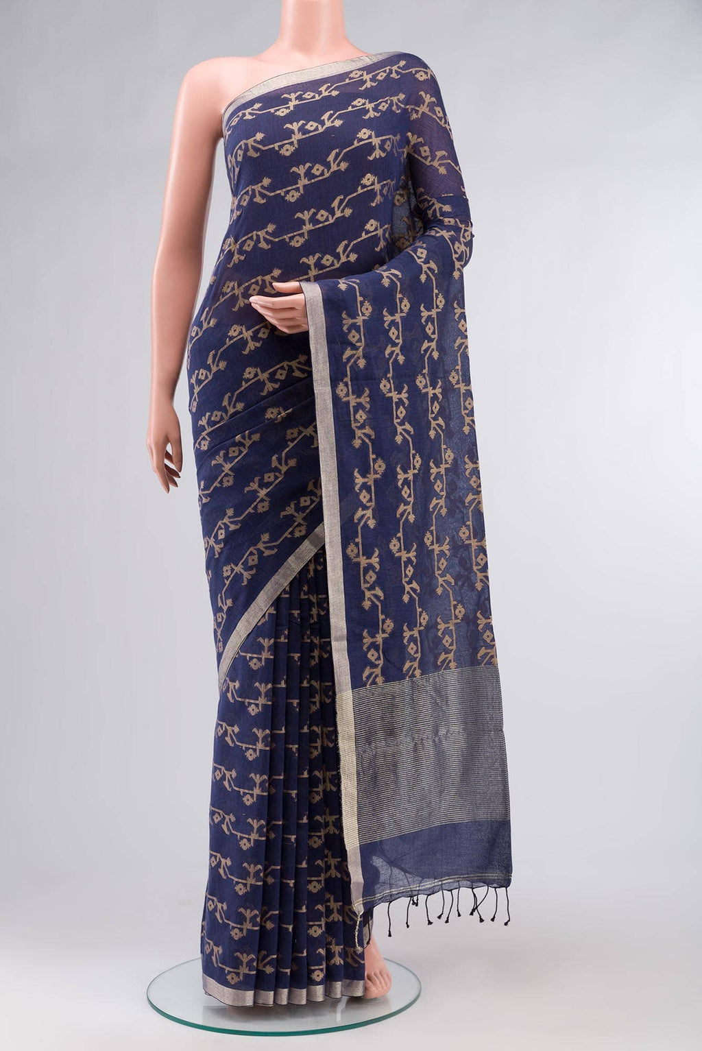 Kadambini-Navy Blue Bengal Cotton saree