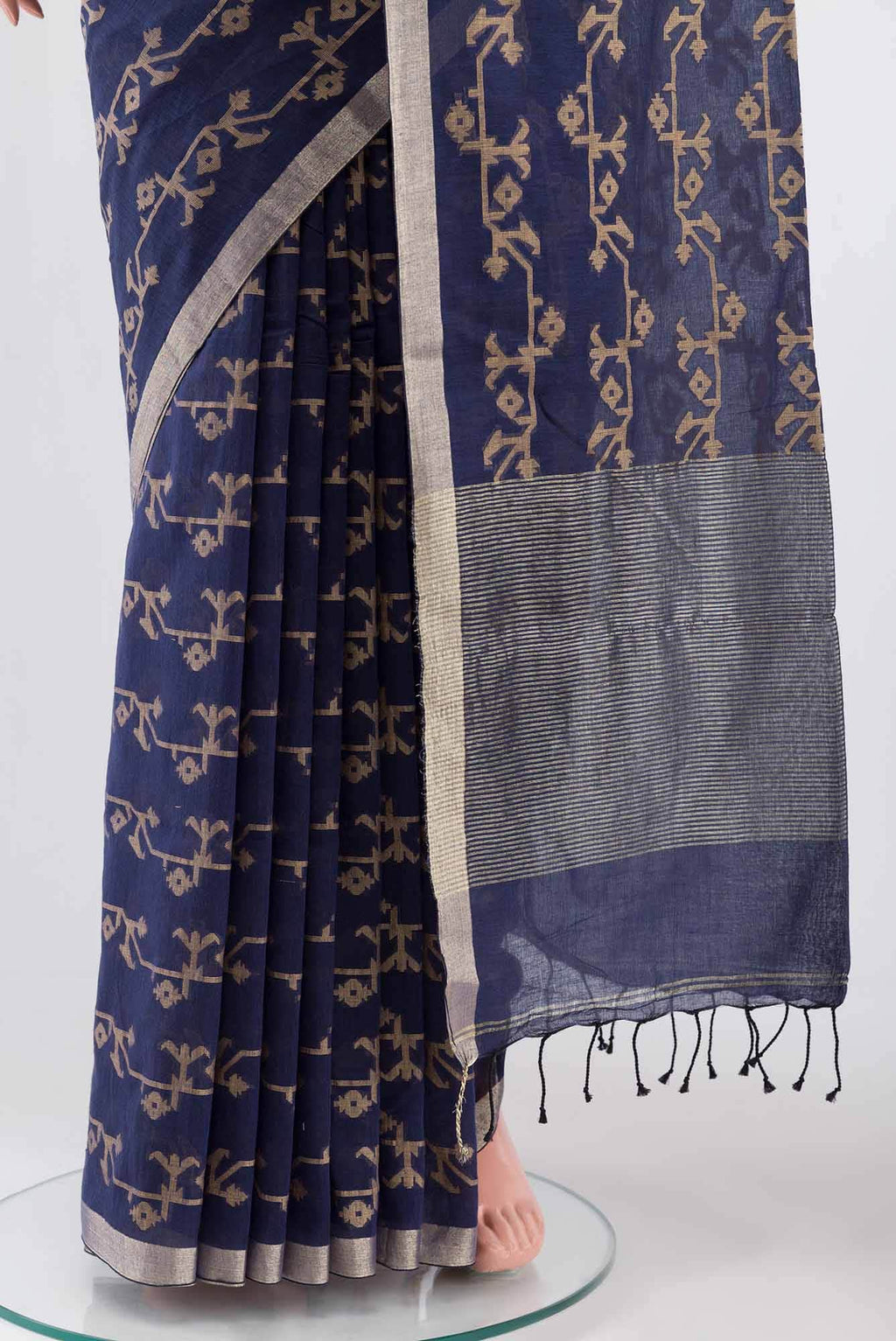 Kadambini-Navy Blue Bengal Cotton saree