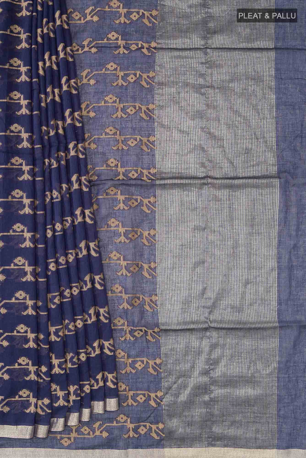 Kadambini-Navy Blue Bengal Cotton saree