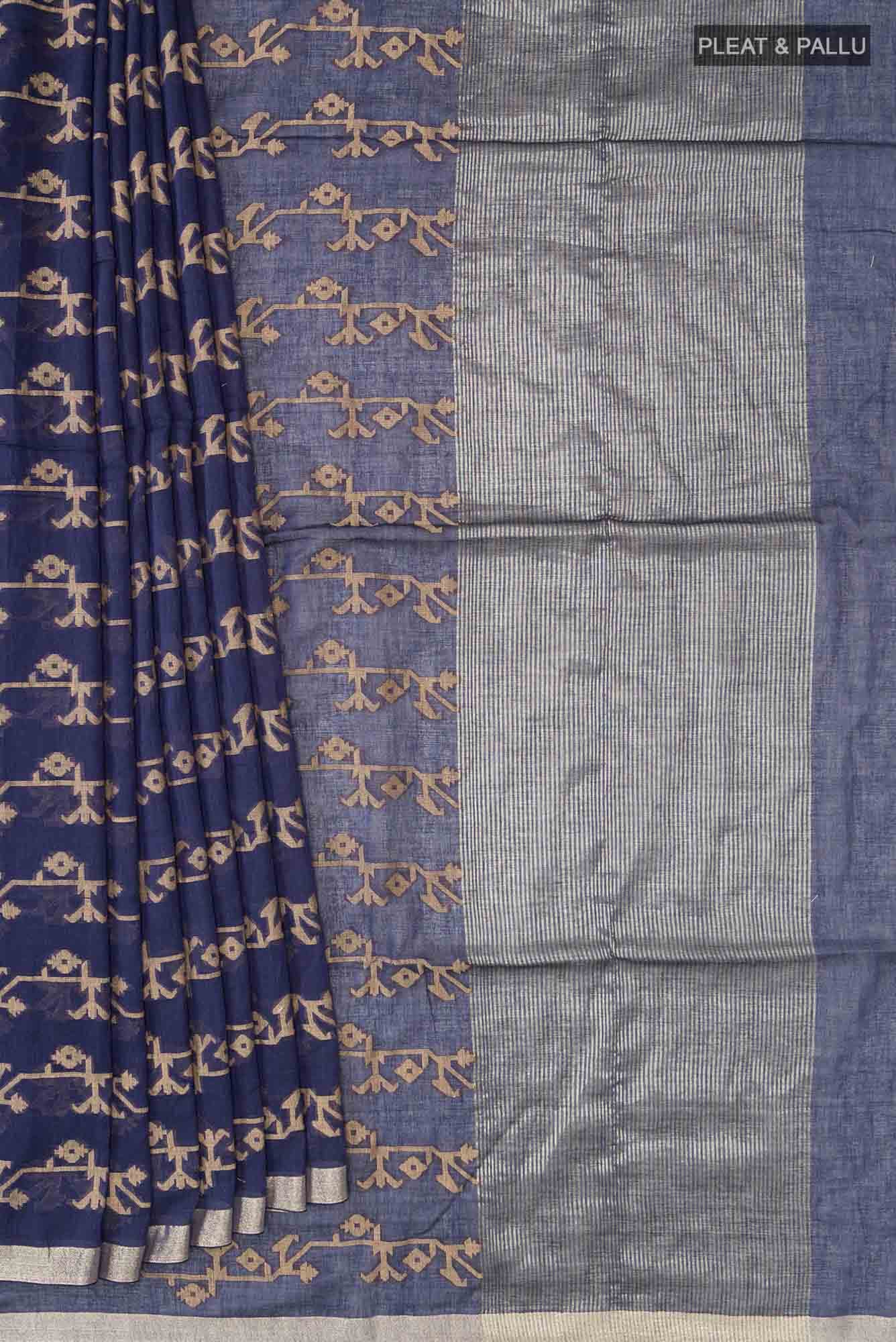 Kadambini-Navy Blue Bengal Cotton saree