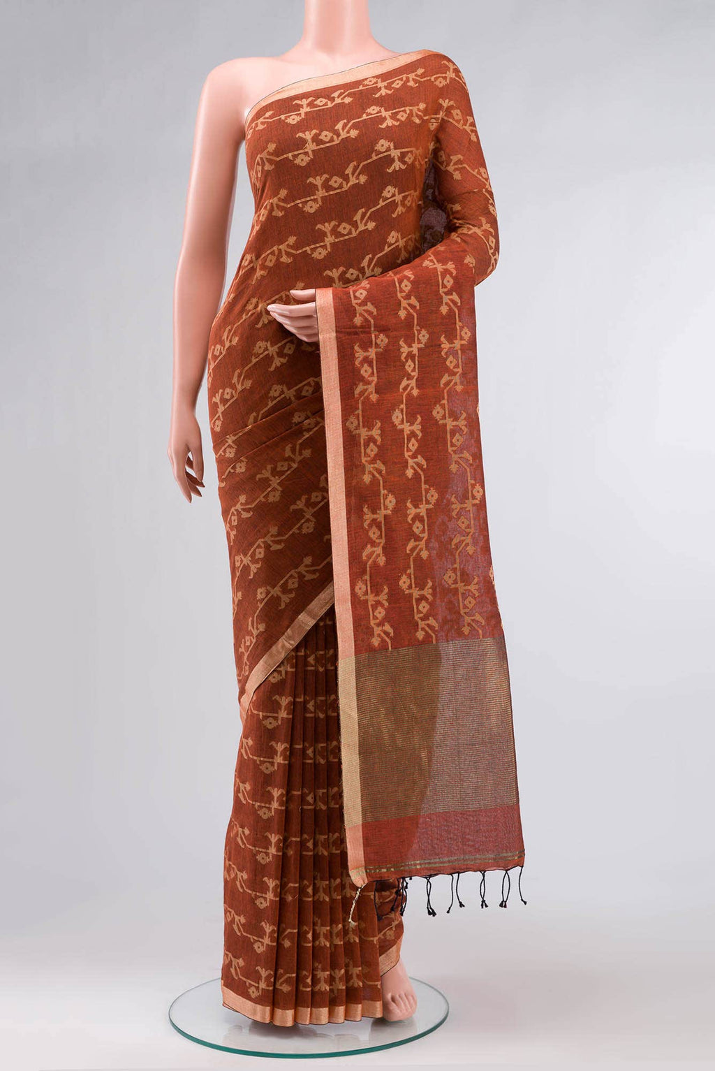 Kadambini-Brown Bengal Cotton saree