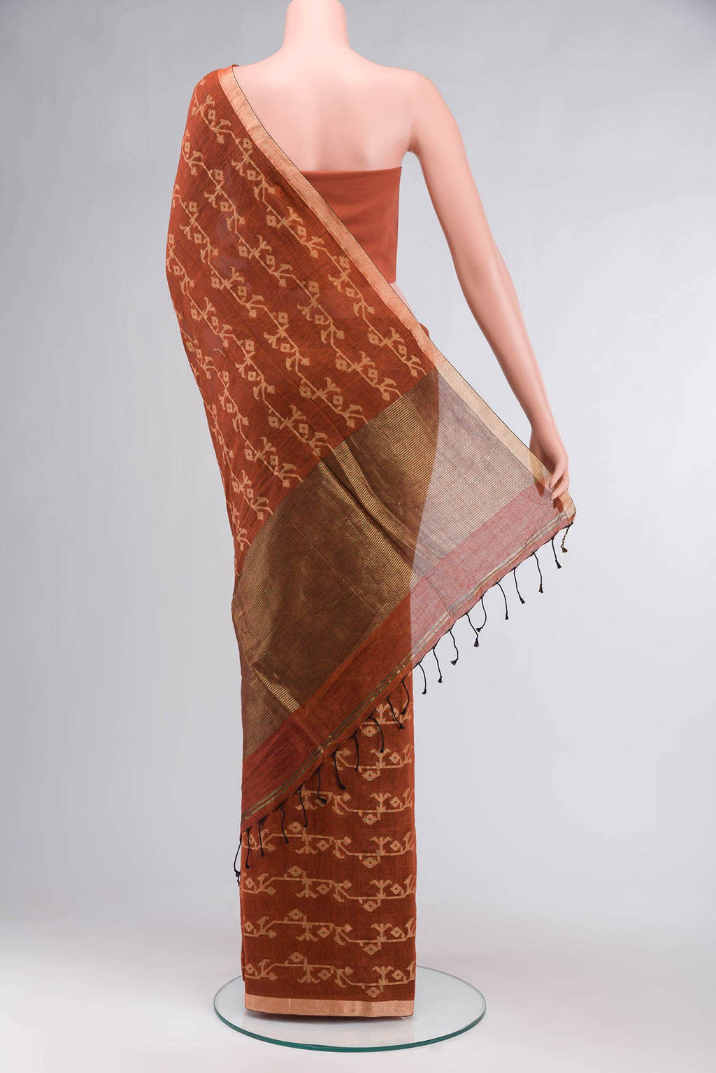 Kadambini-Brown Bengal Cotton saree