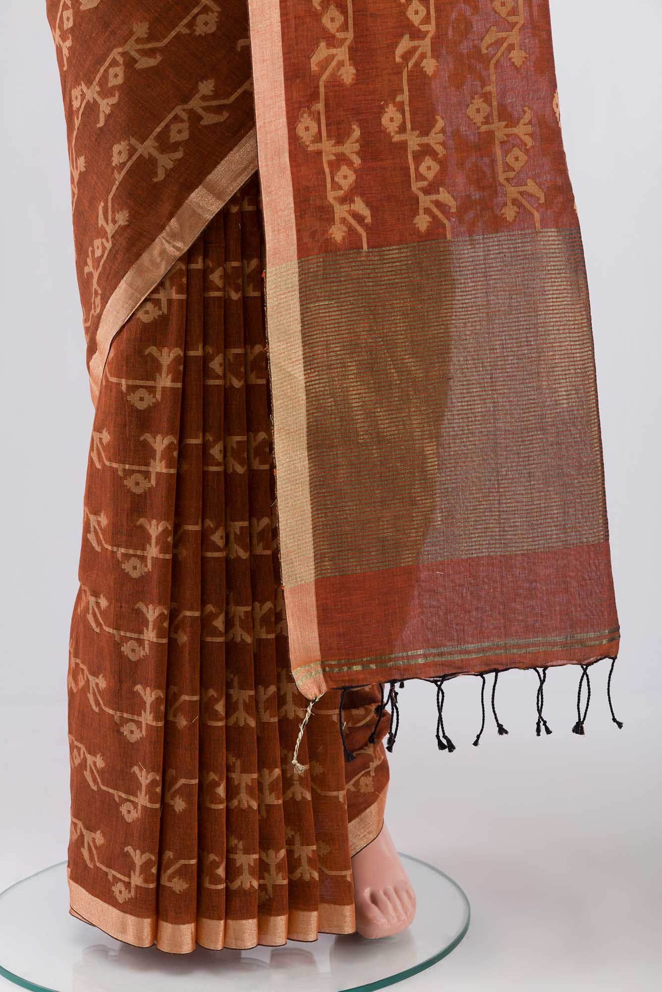 Kadambini-Brown Bengal Cotton saree