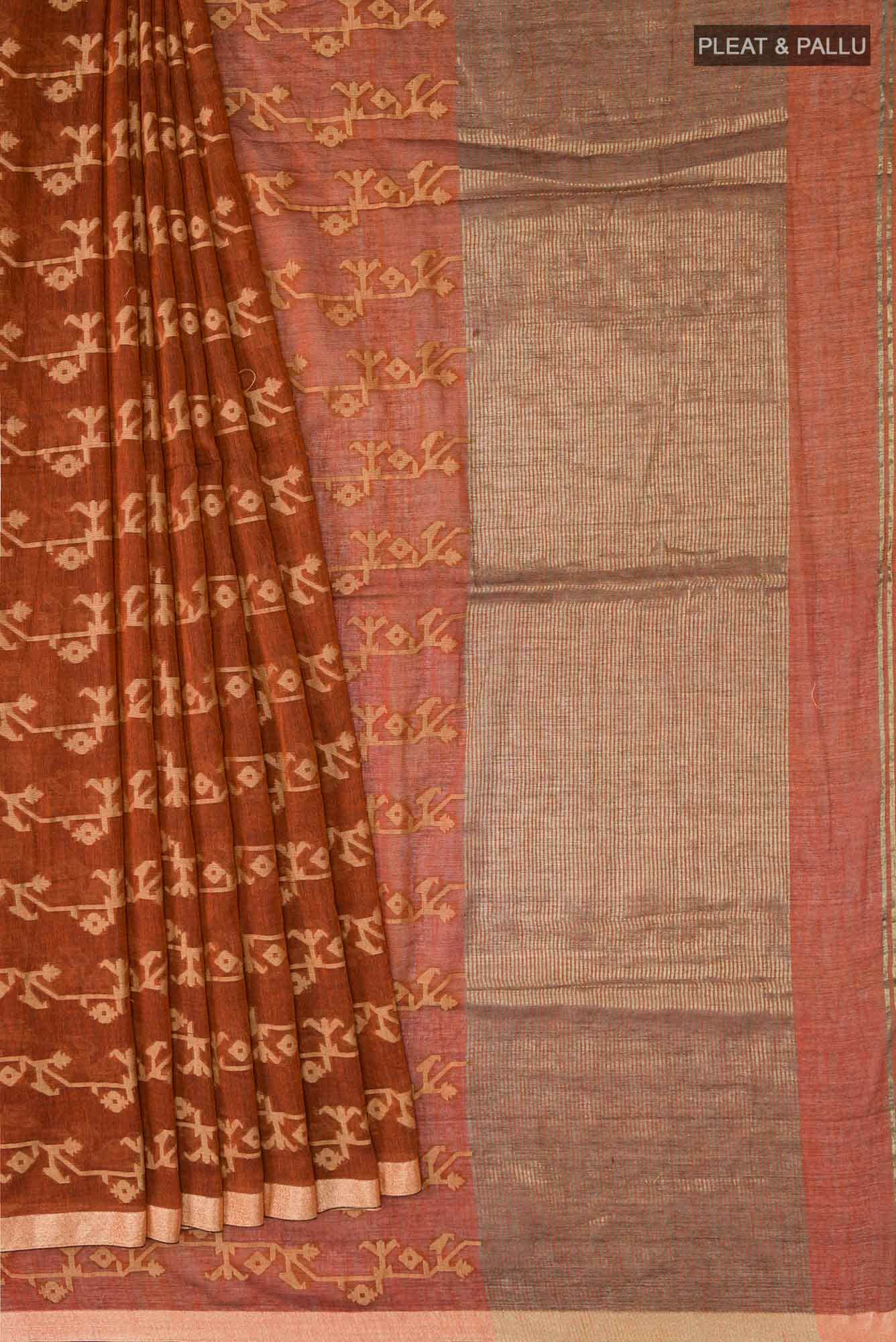 Kadambini-Brown Bengal Cotton saree