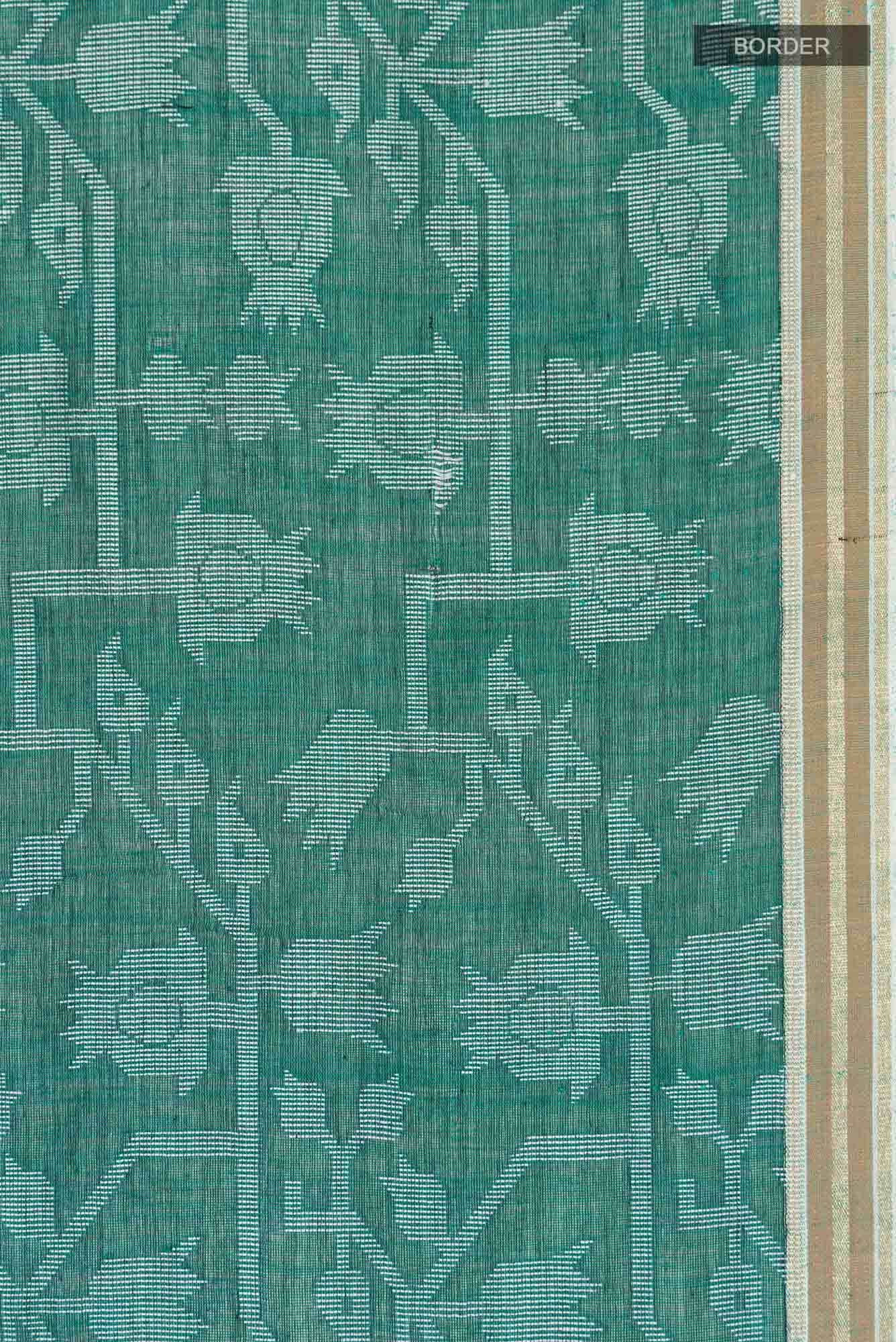 Binodini-Teal Green Bengal Cotton saree