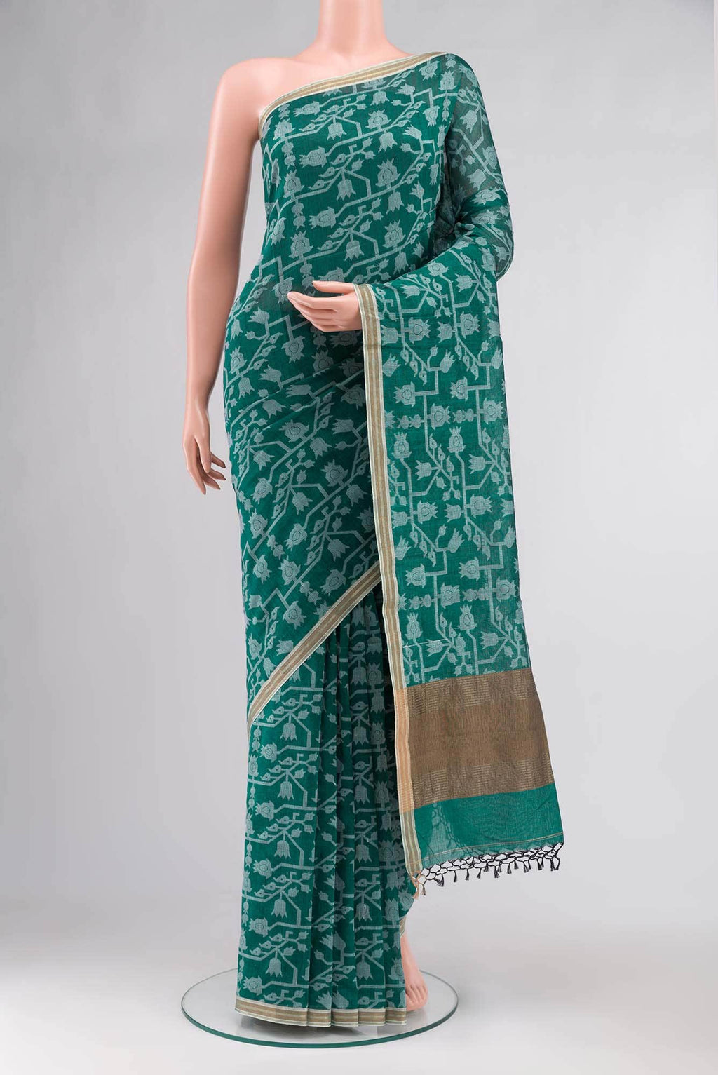 Binodini-Teal Green Bengal Cotton saree