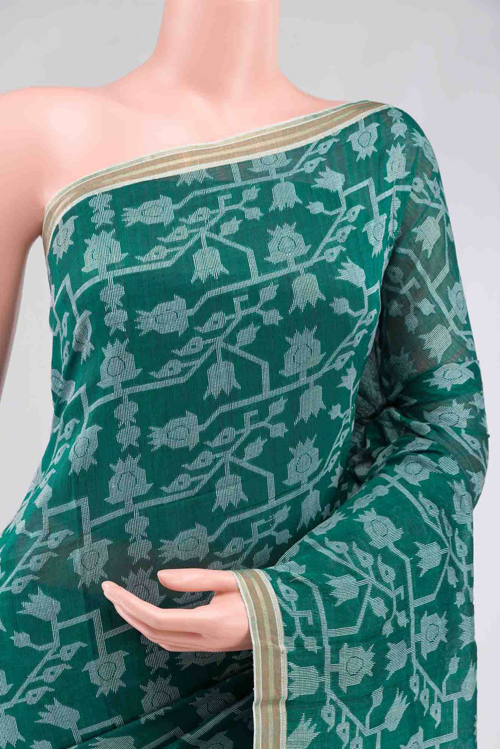 Binodini-Teal Green Bengal Cotton saree