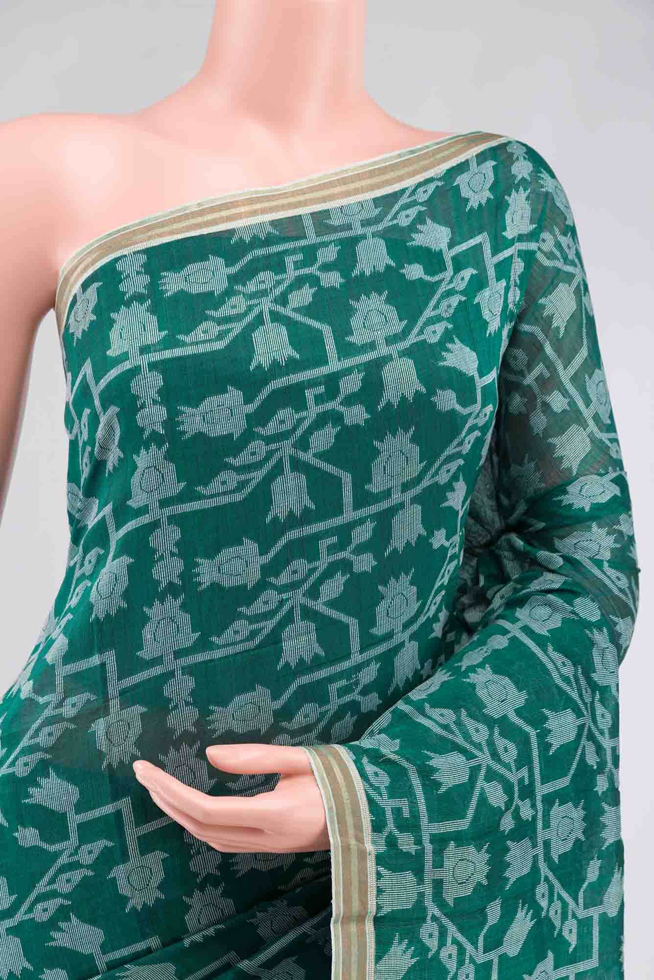 Binodini-Teal Green Bengal Cotton saree