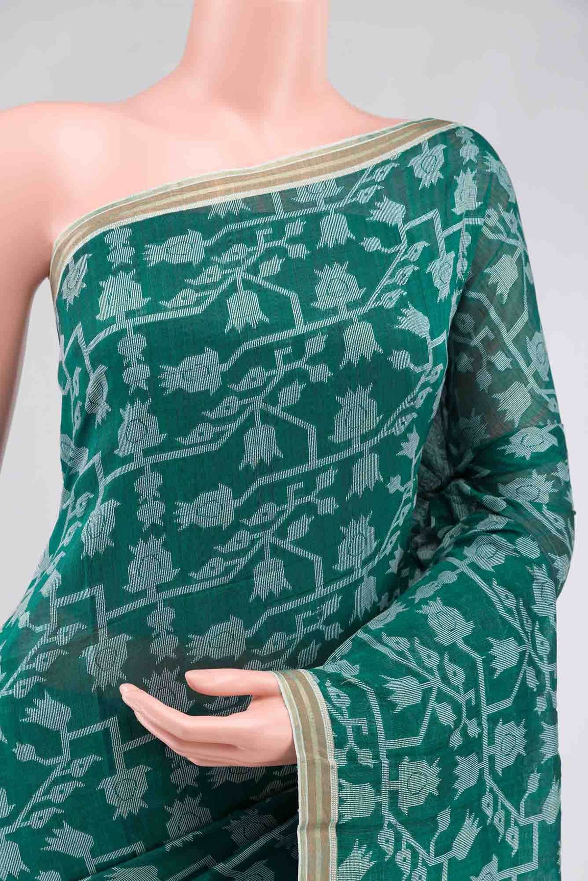 Binodini-Teal Green Bengal Cotton saree