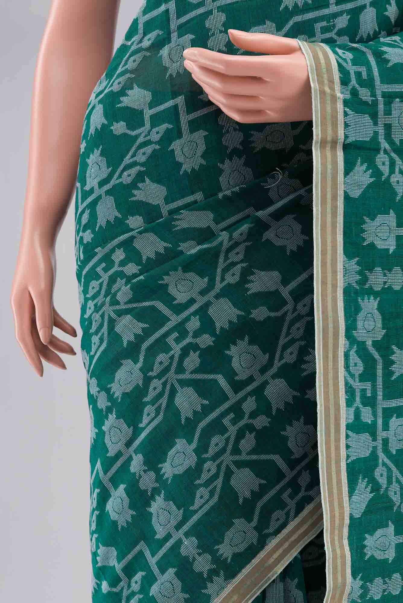 Binodini-Teal Green Bengal Cotton saree