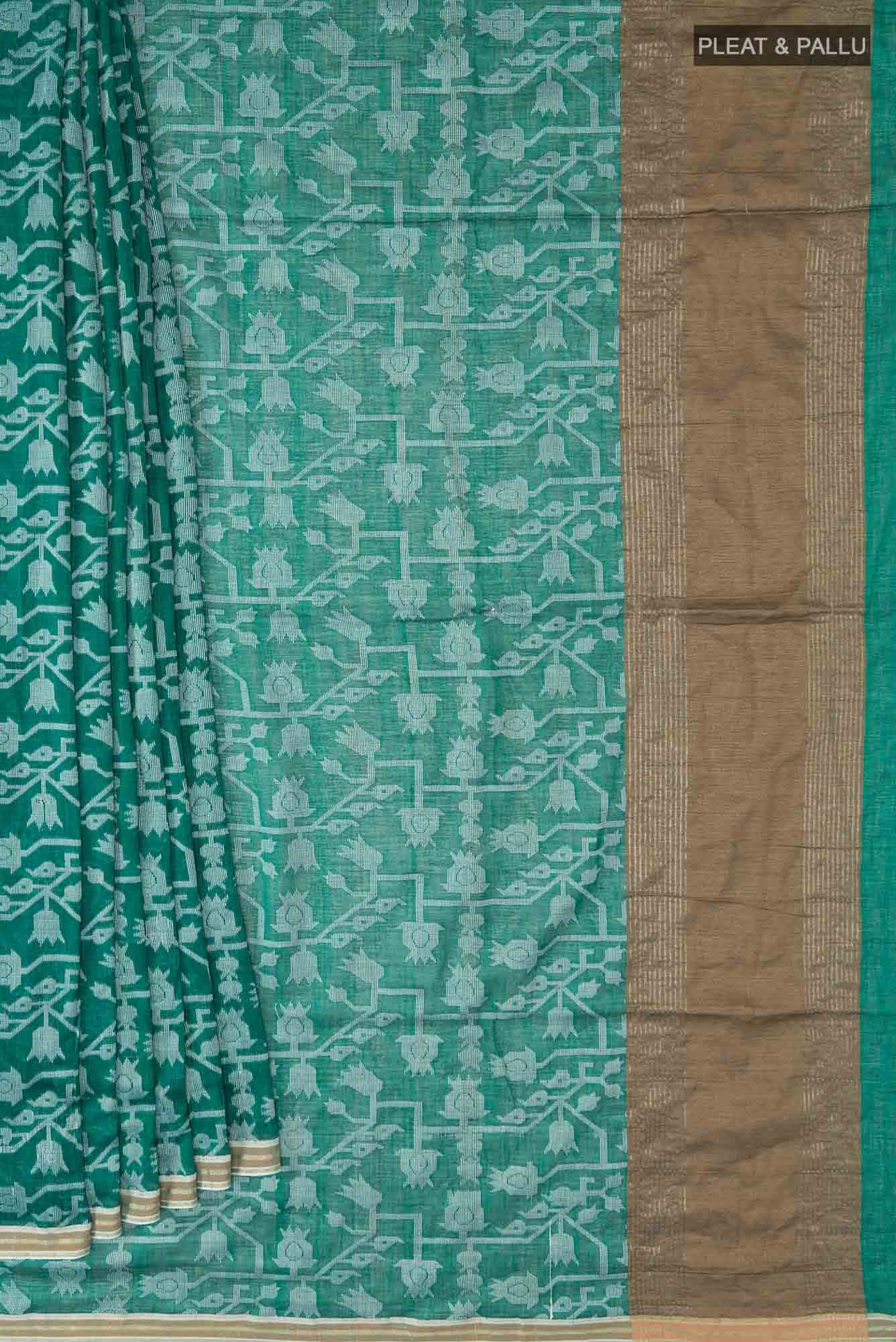 Binodini-Teal Green Bengal Cotton saree