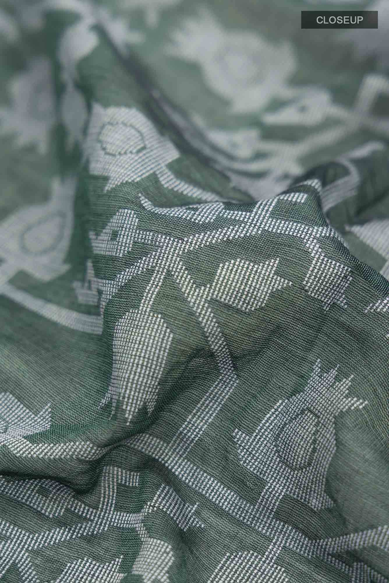 Binodini-Pine Green Bengal Cotton saree