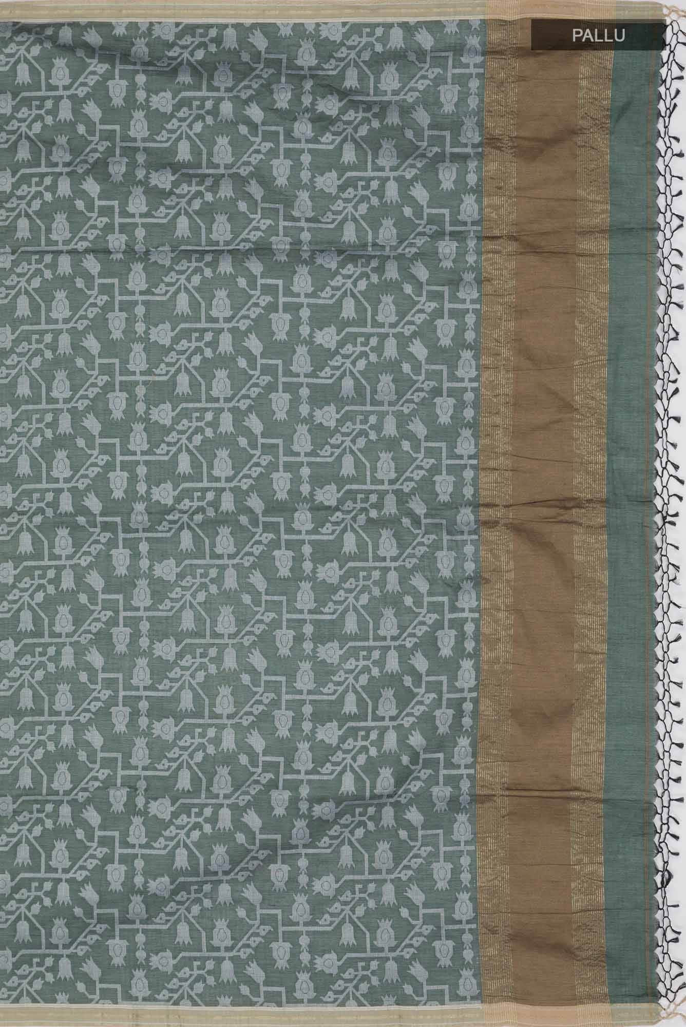 Binodini-Pine Green Bengal Cotton saree