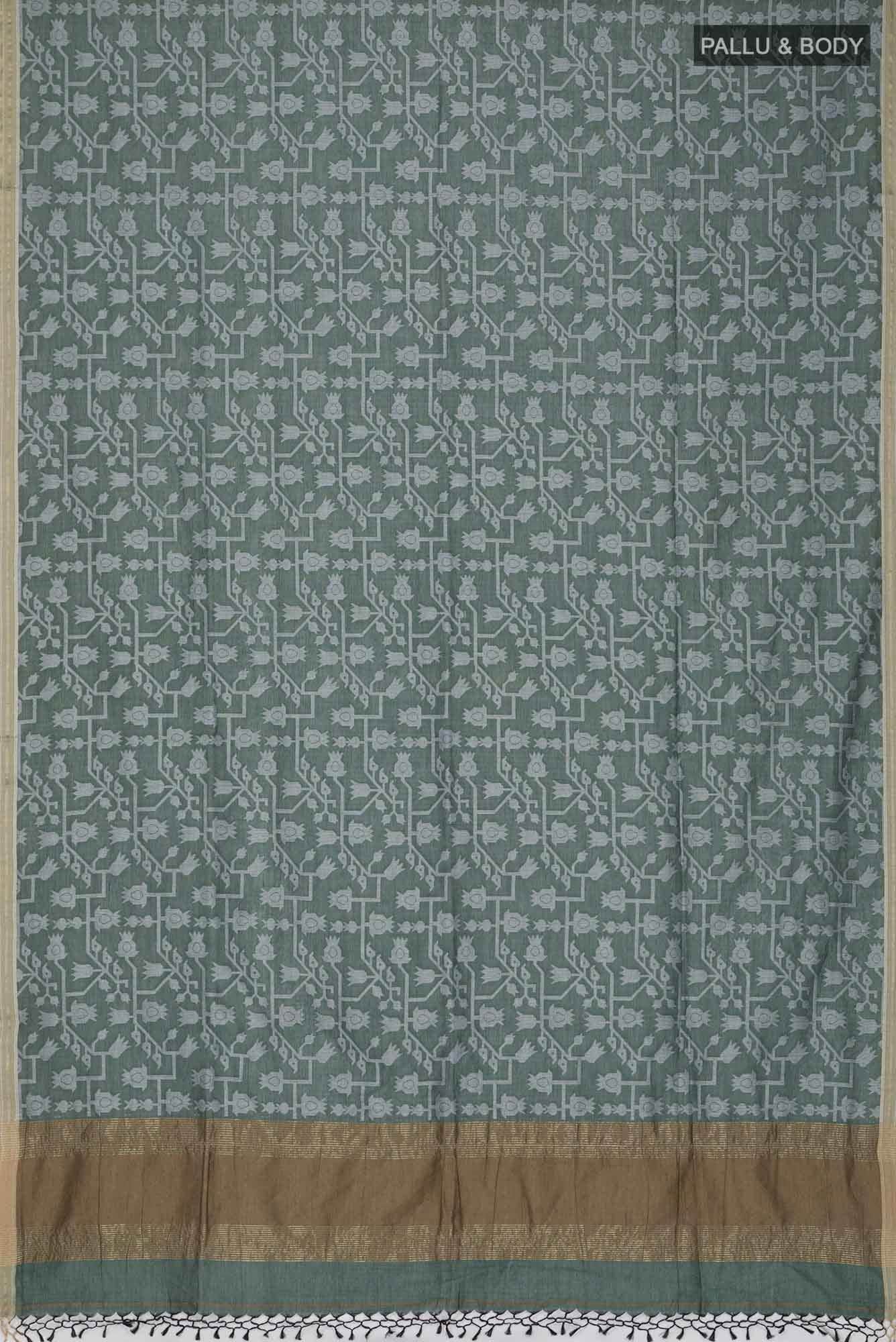 Binodini-Pine Green Bengal Cotton saree