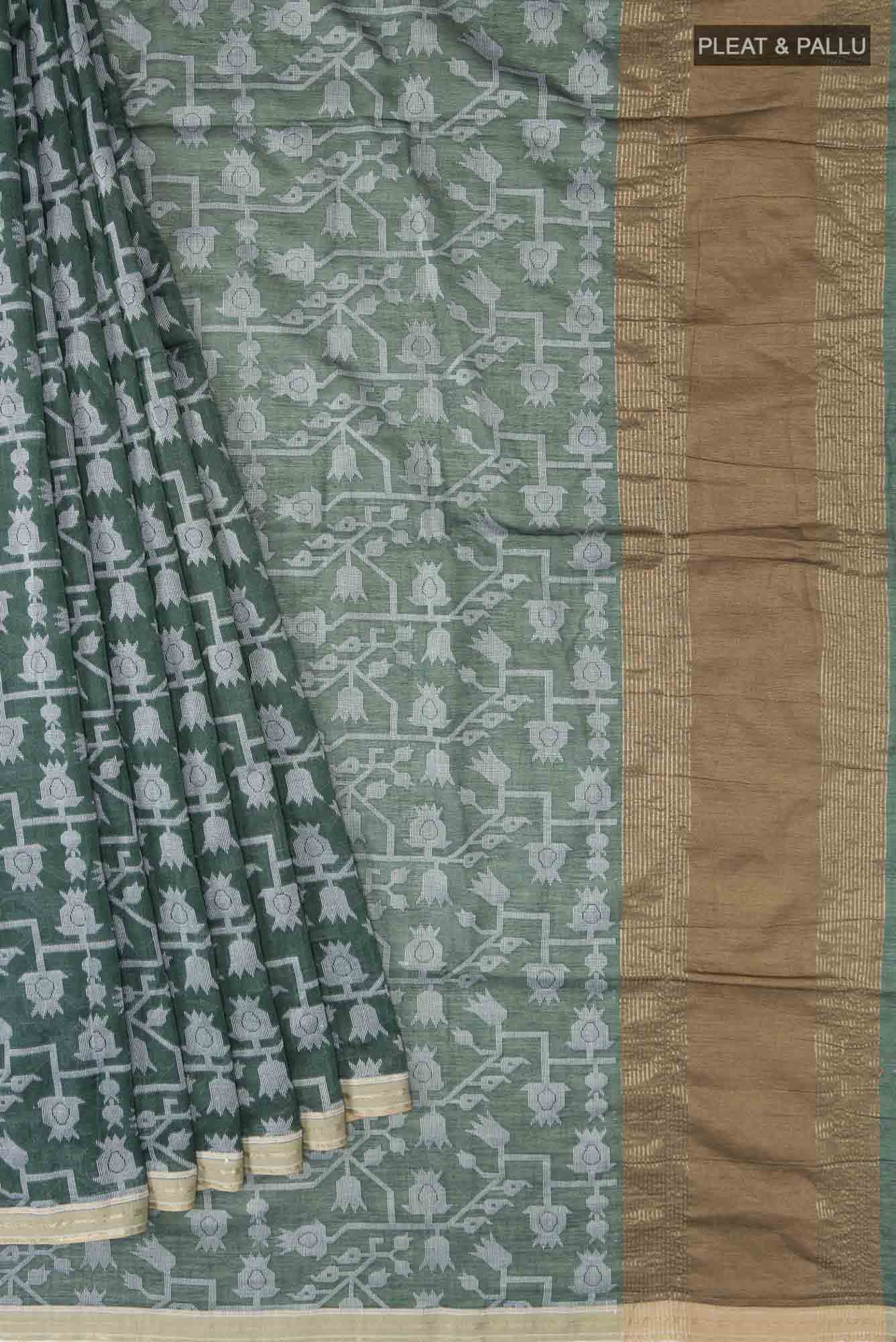 Binodini-Pine Green Bengal Cotton saree