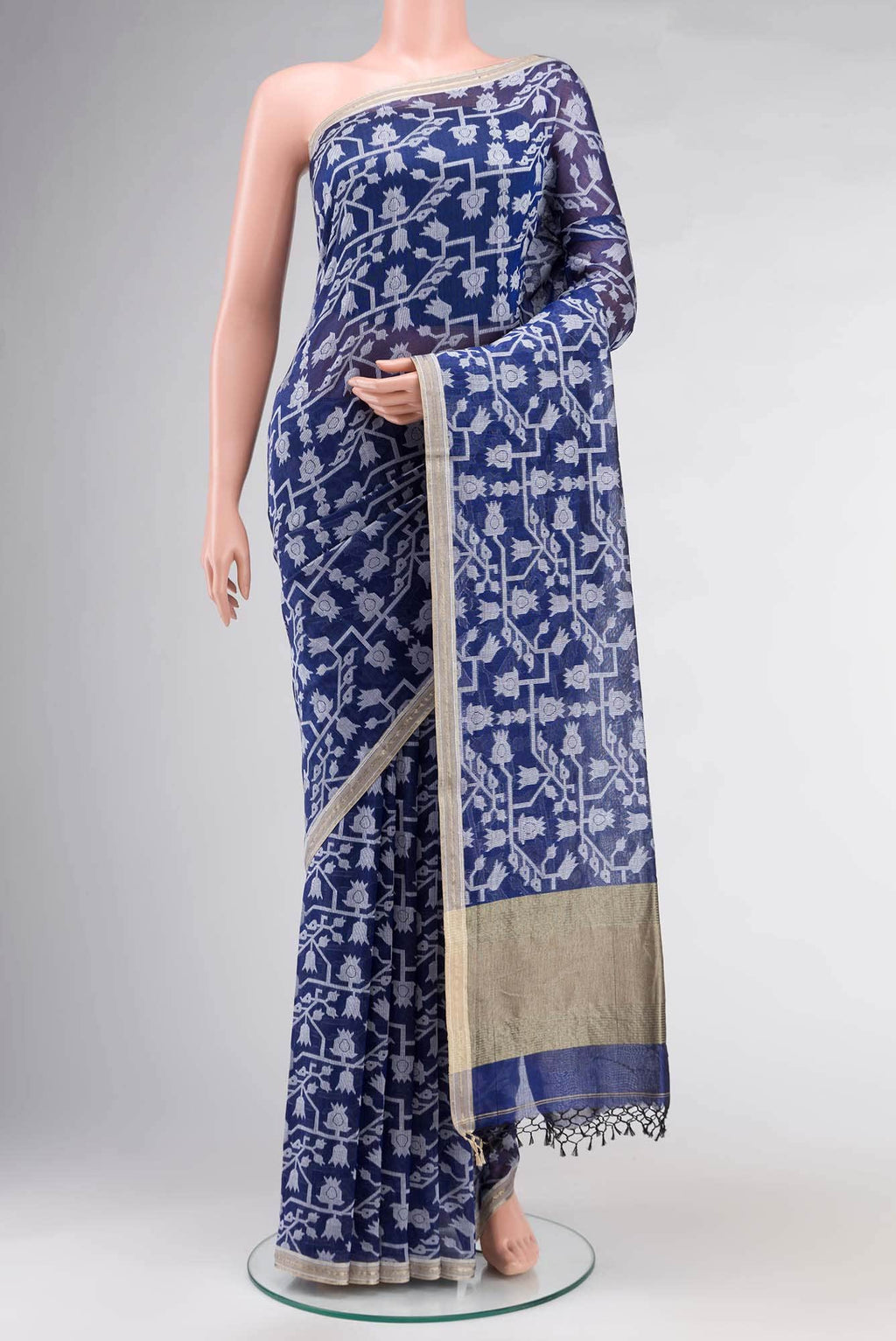 Binodini-Royal Blue Bengal Cotton saree