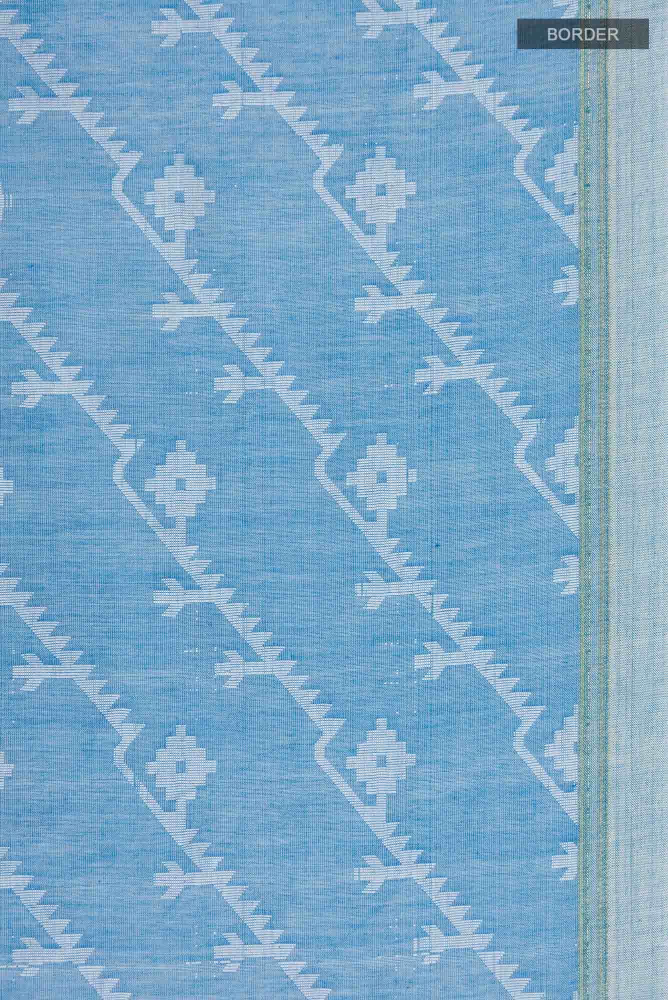 Bimala-Sky Blue Bengal Cotton saree