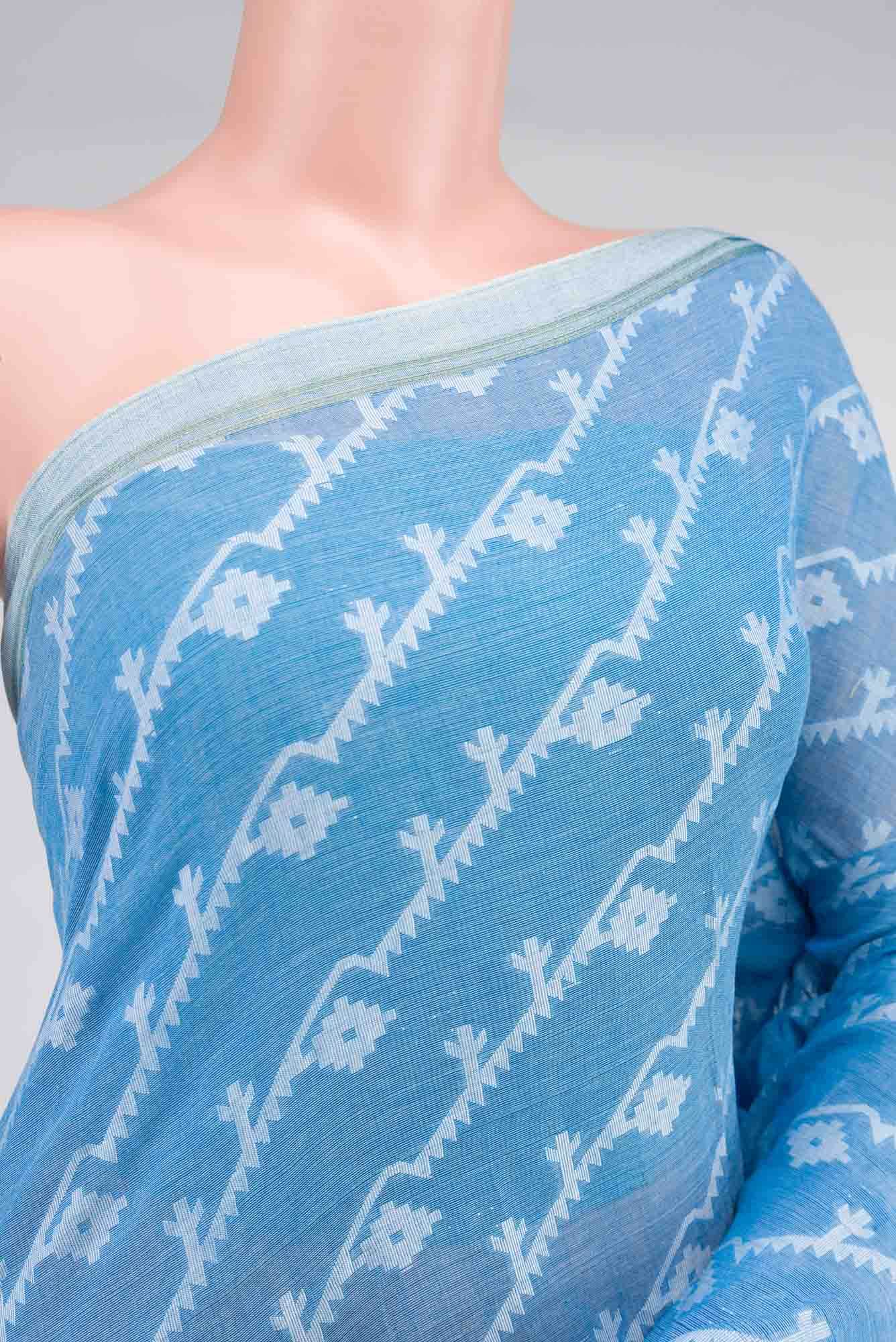 Bimala-Sky Blue Bengal Cotton saree