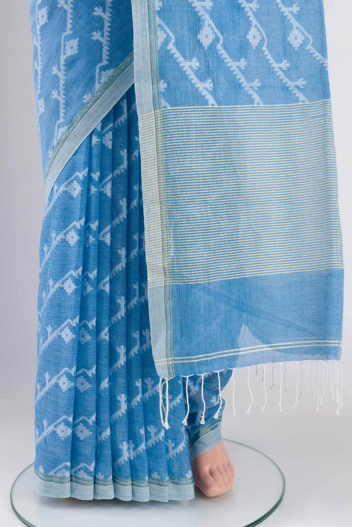 Bimala-Sky Blue Bengal Cotton saree