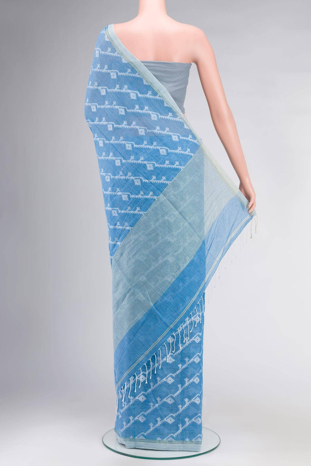 Bimala-Sky Blue Bengal Cotton saree