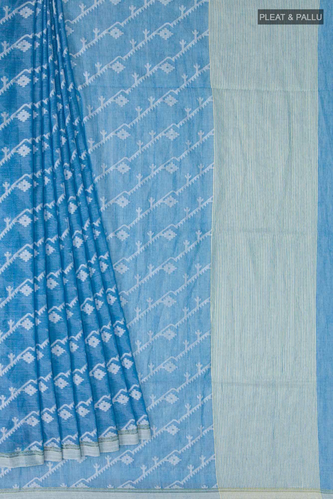 Bimala-Sky Blue Bengal Cotton saree